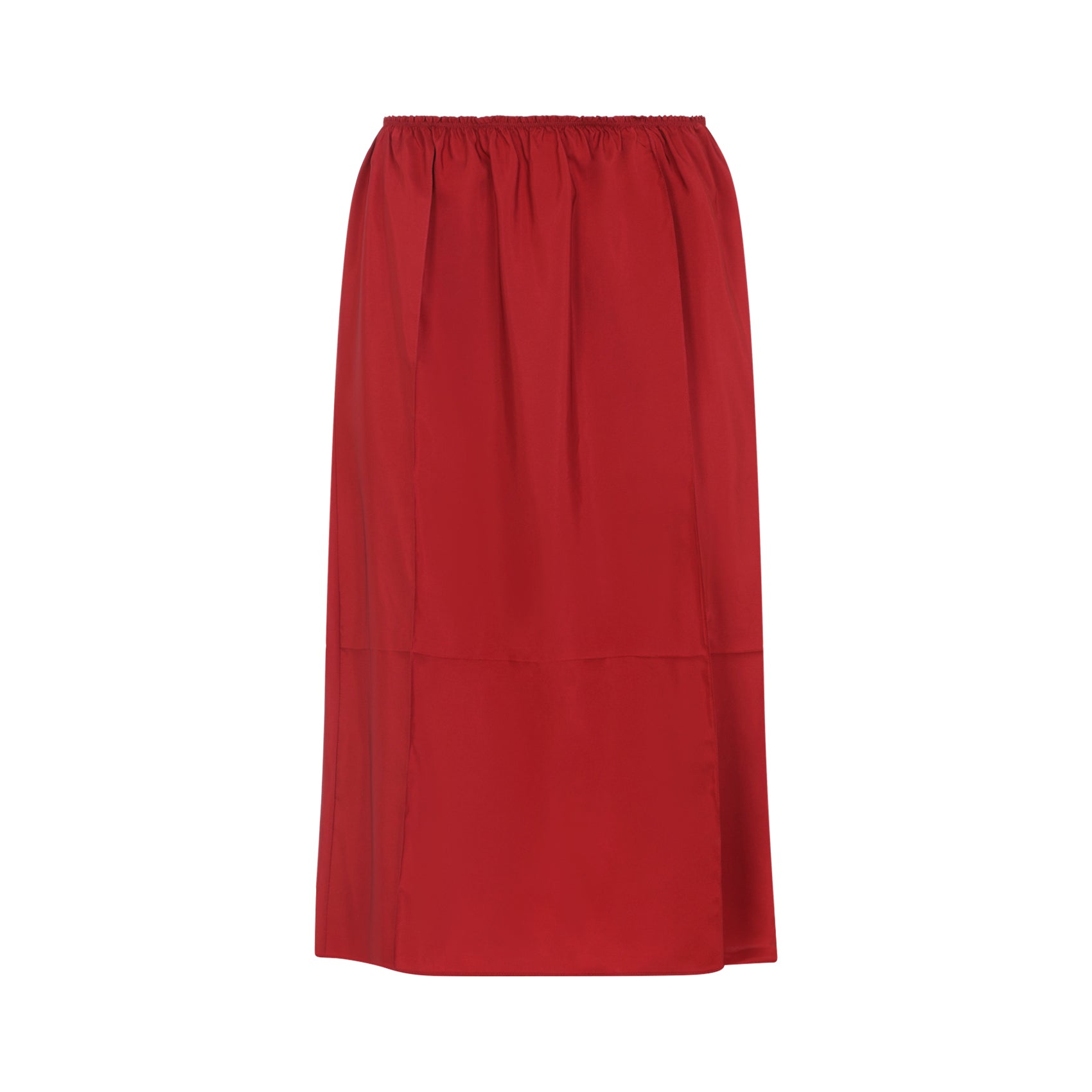 Silk Midi Skirt with Elastic Waistband