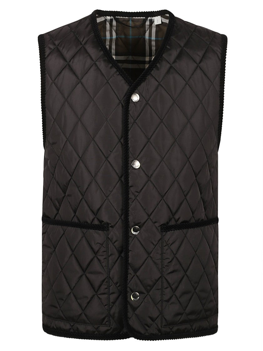 Sleeveless Black Quilted Coat