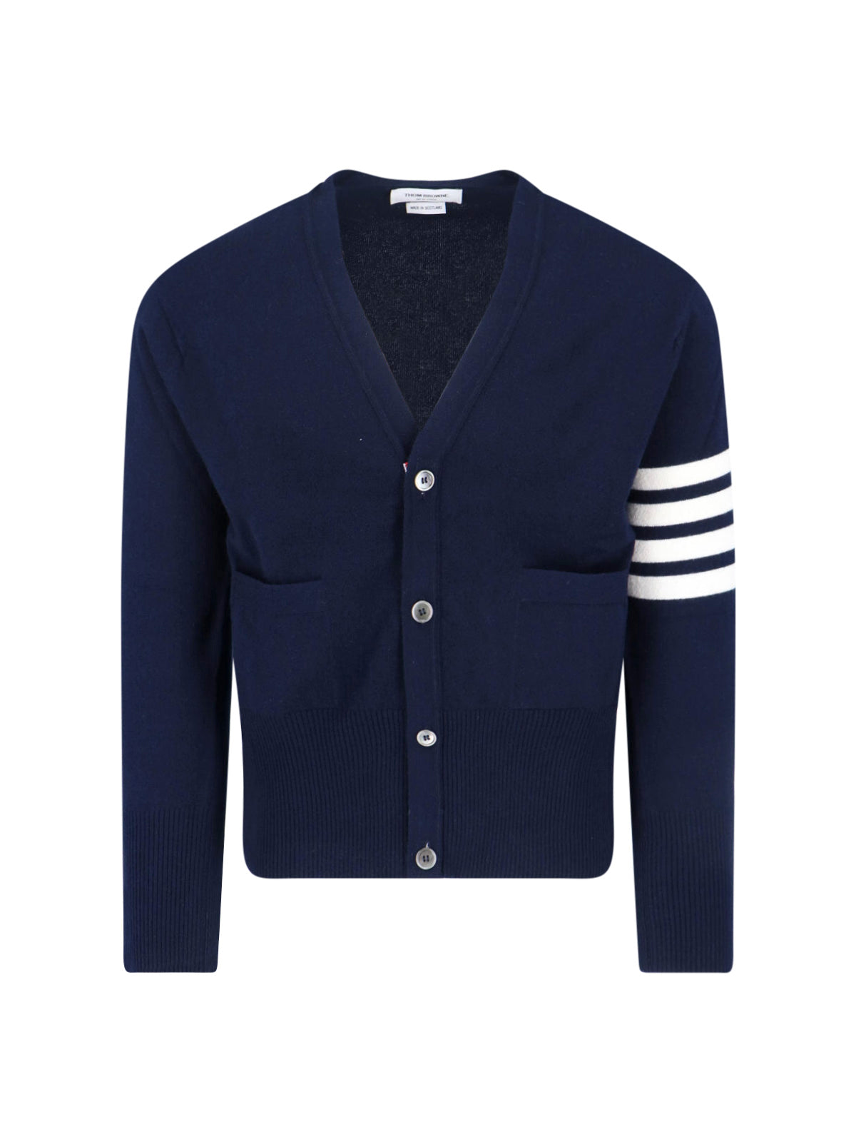 Navy Cashmere Cardigan With V-Neckline