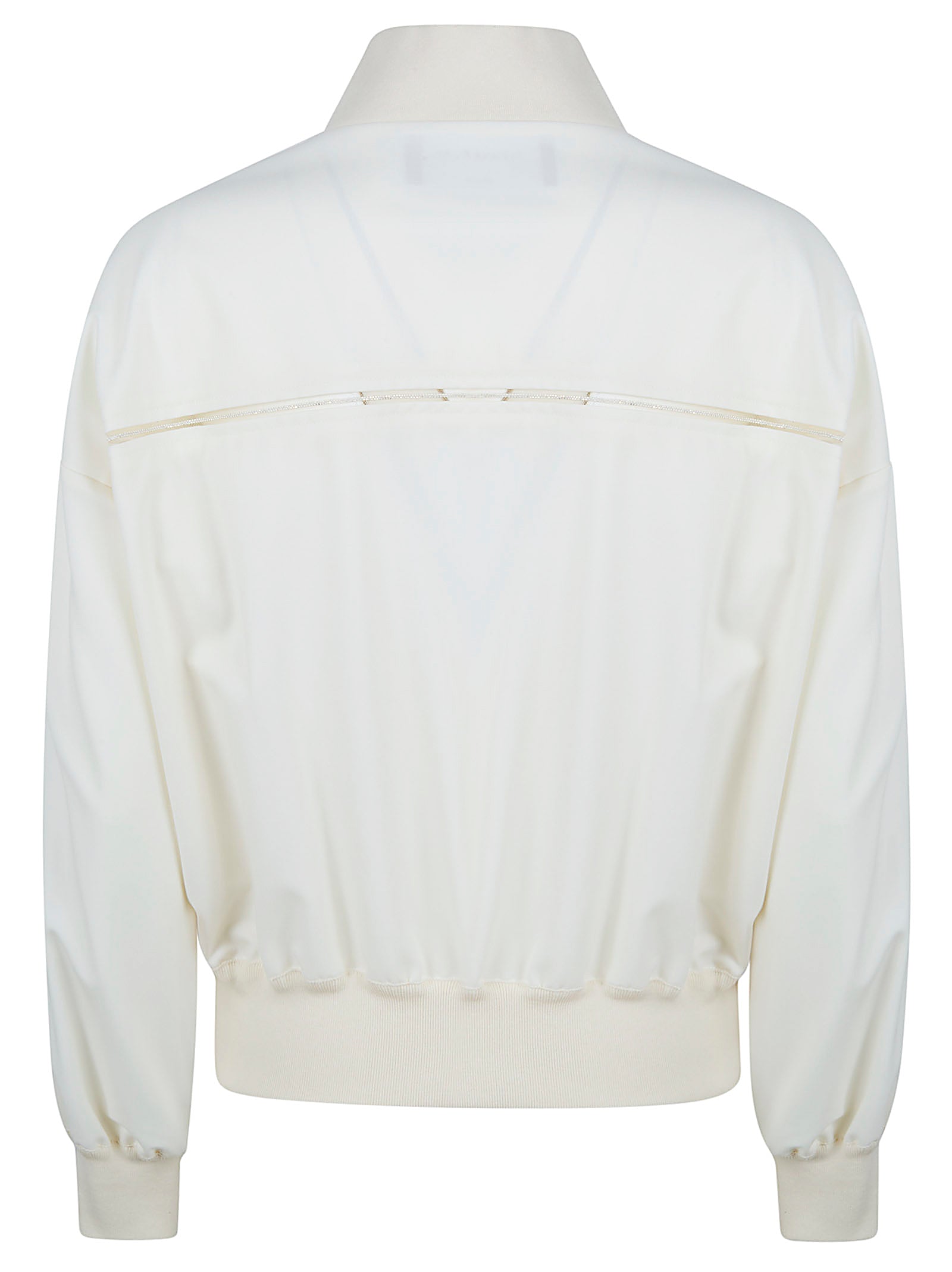 High-Collared Bomber Jacket with Tulle Trim