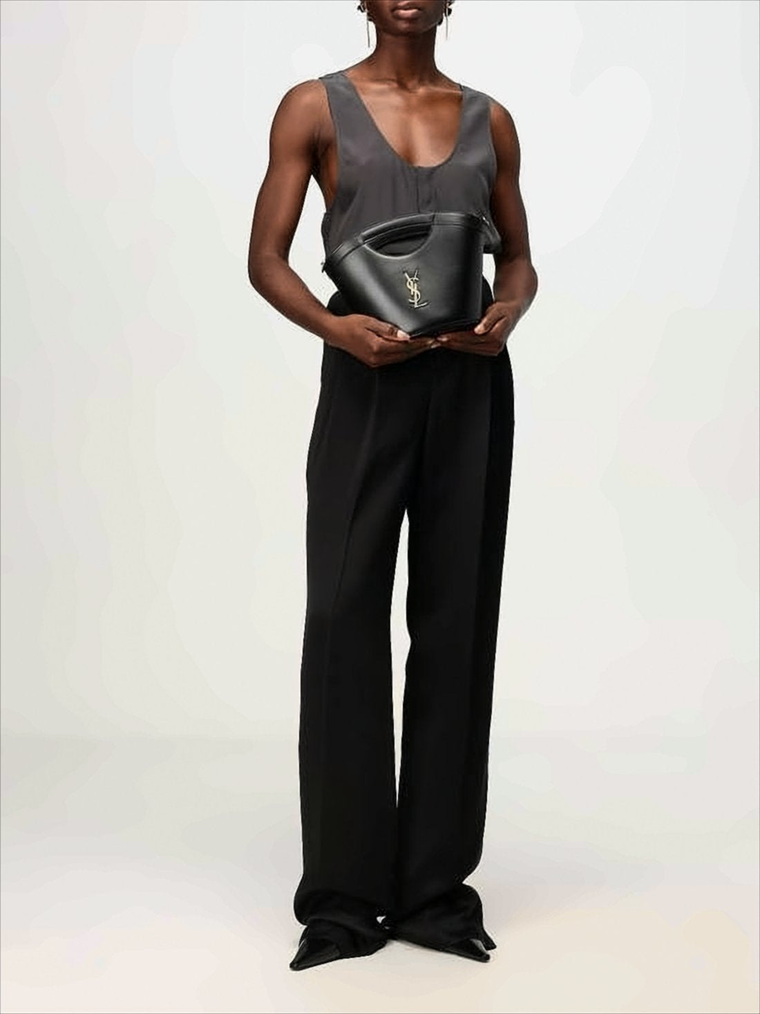 Trapezoidal Calf Leather Tote Bag