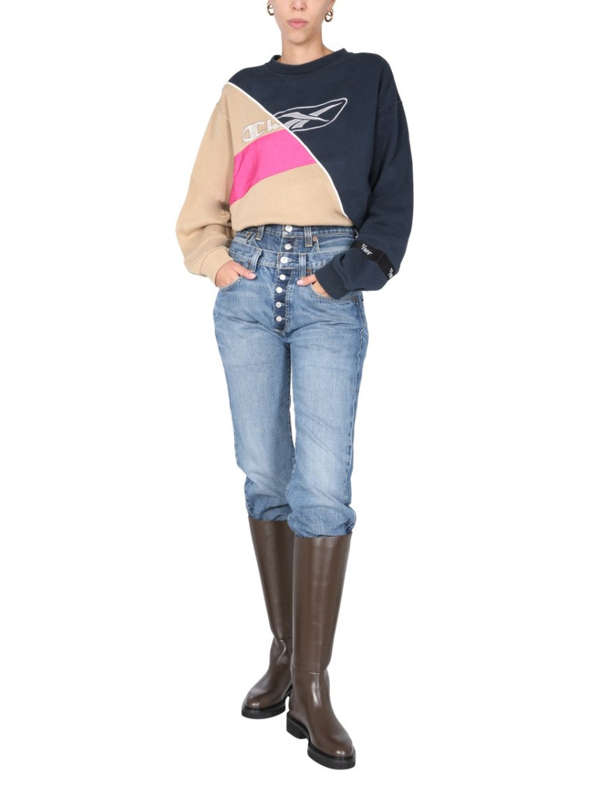 Crew Neck Sweatshirt With Color-Block Design