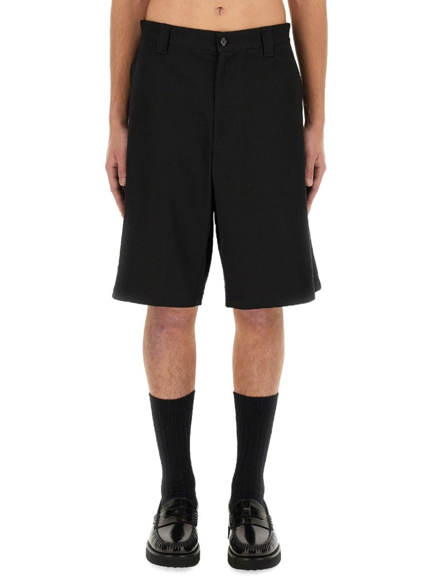 Knee-Length Black Bermuda Shorts