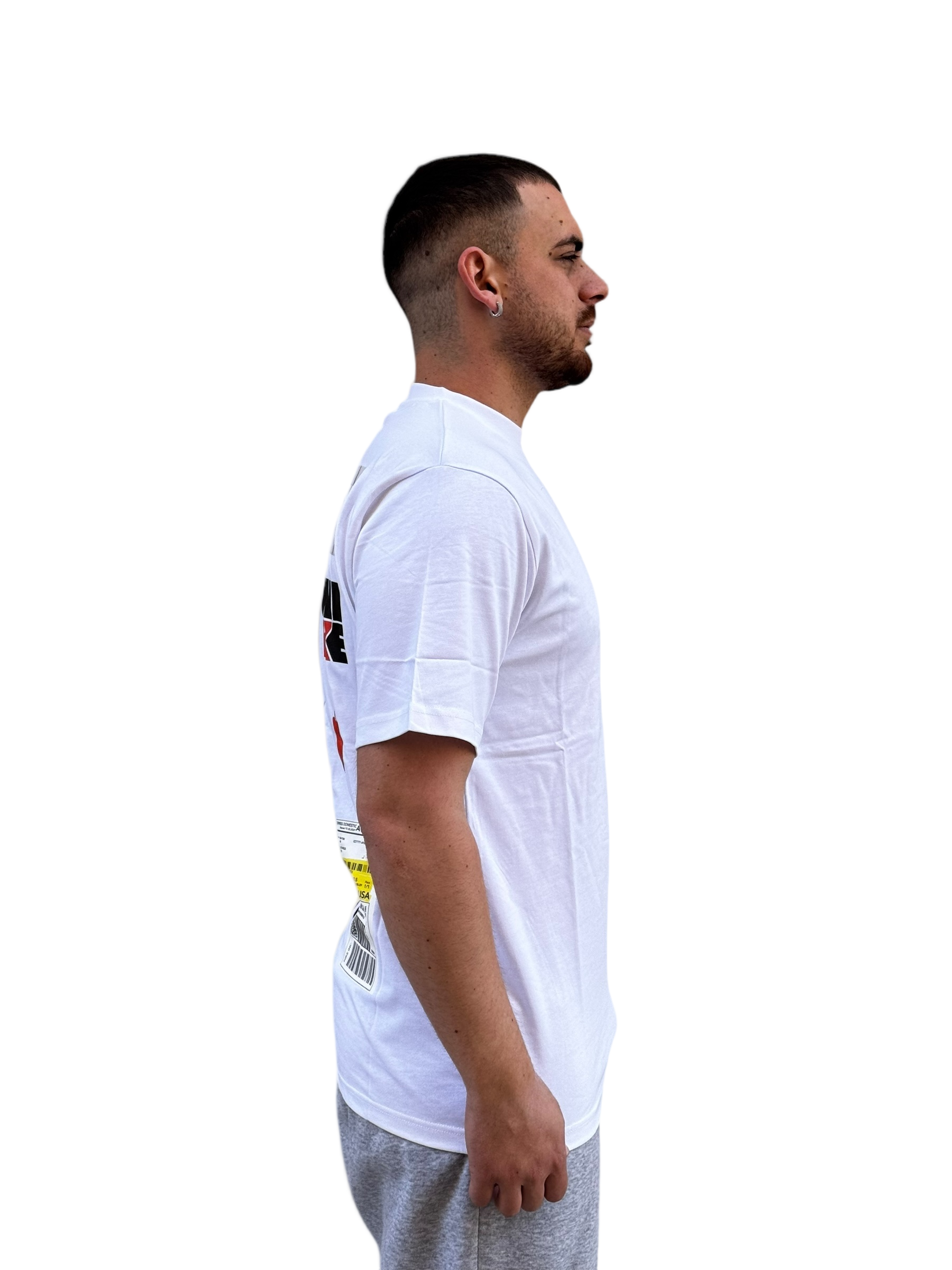 Distinctive White T-Shirt with Experimental Design Elements