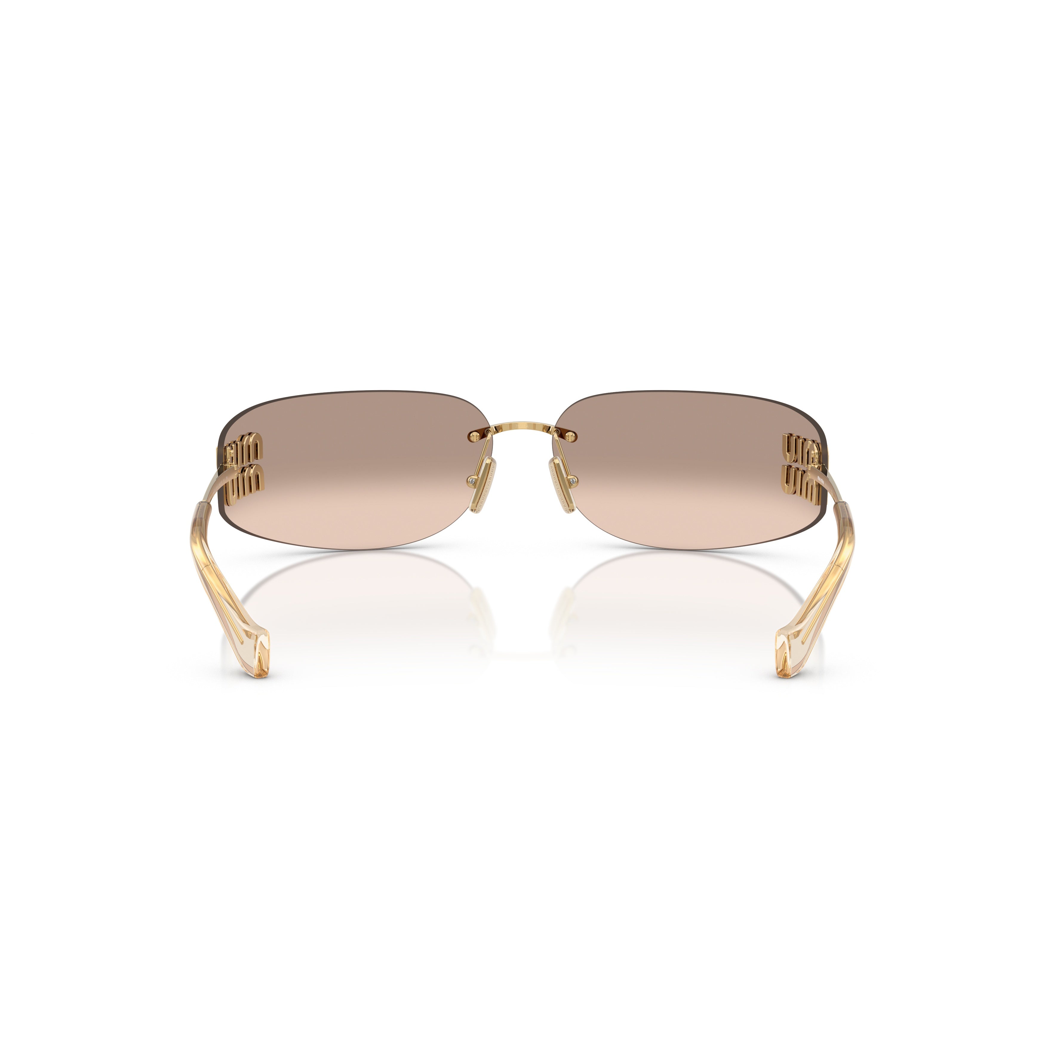 Rimless Sunglasses With Gradient Brown Lenses And Gold Logo