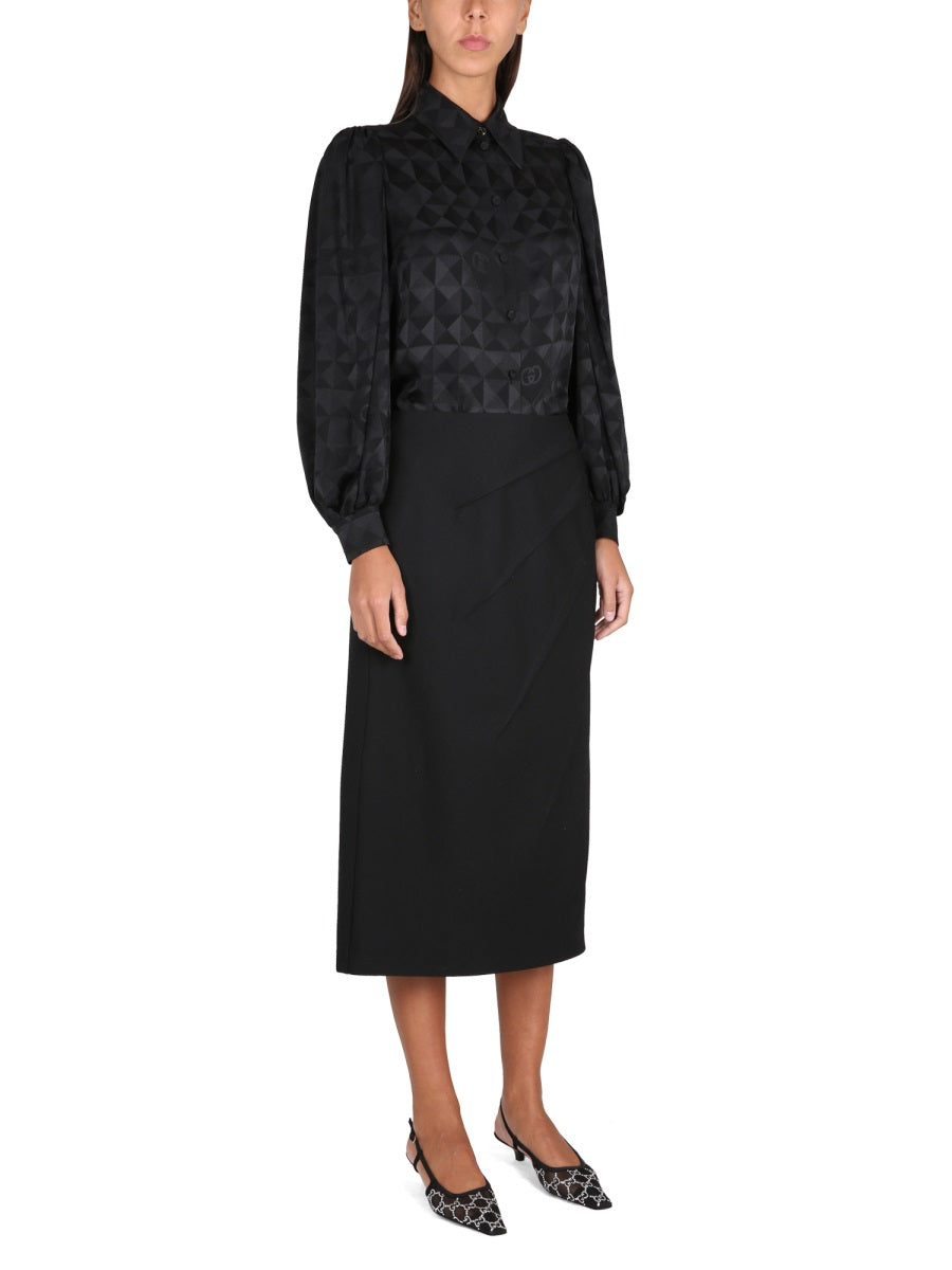 Classic Wool Skirt with Zipper Closure