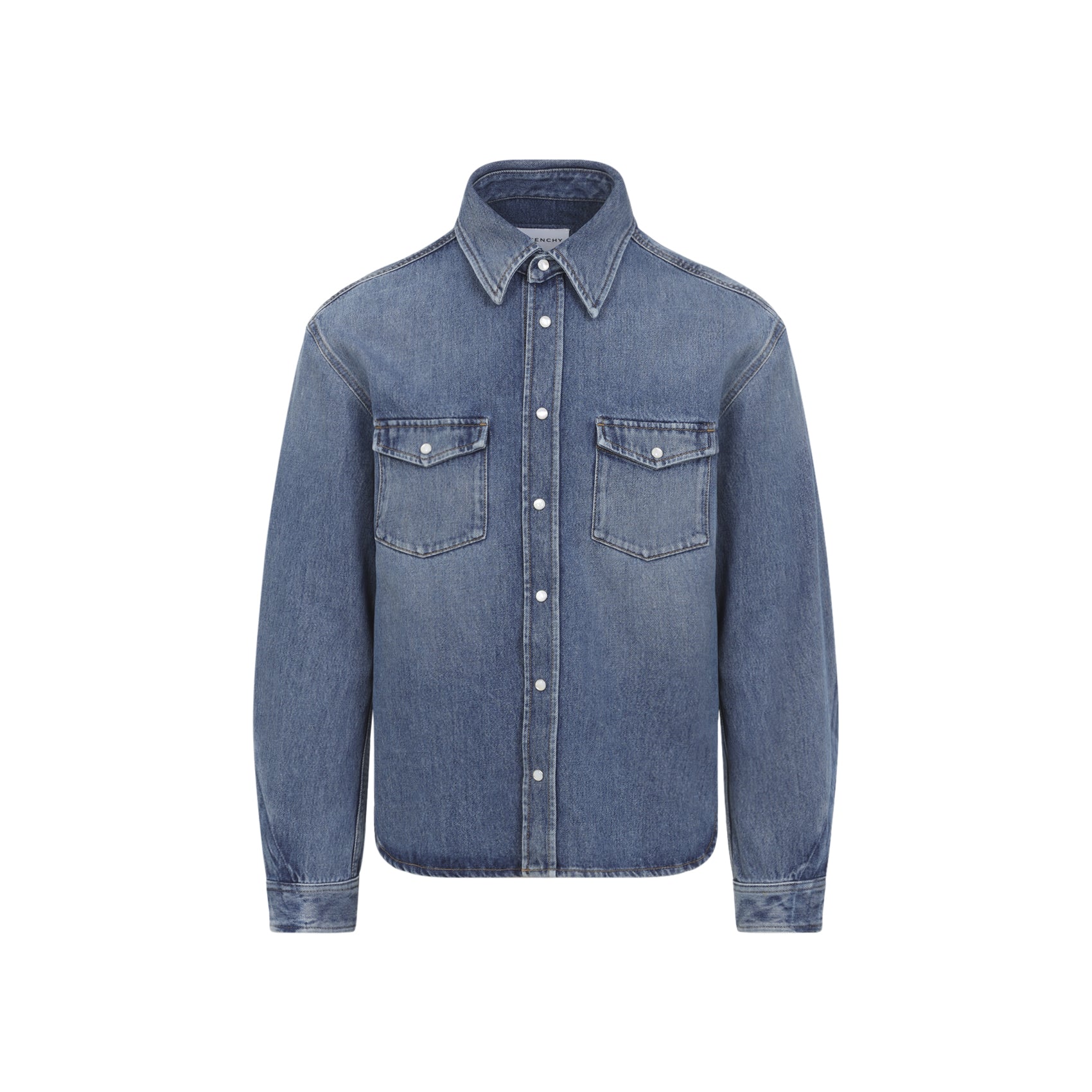 Denim Blue Casual Shirt With Button-Down Front