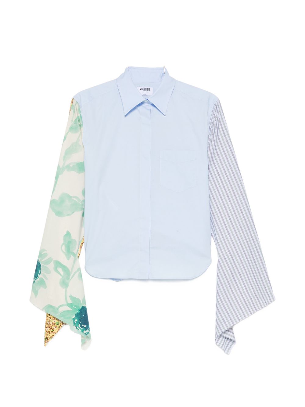 Light Blue Panelled Floral Stripe Shirt