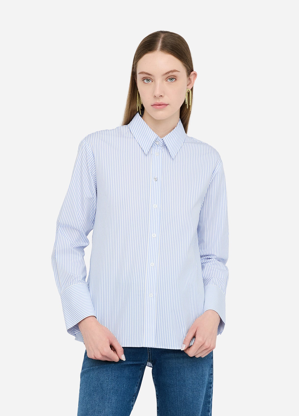 Vertical Striped Cotton Poplin Shirt