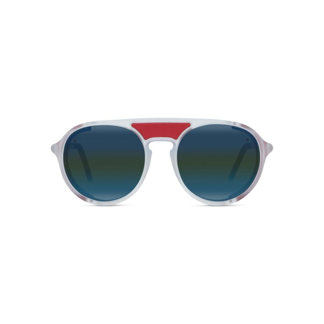 Vu40023u Rounded Frame Sunglasses with Translucent White Finish
