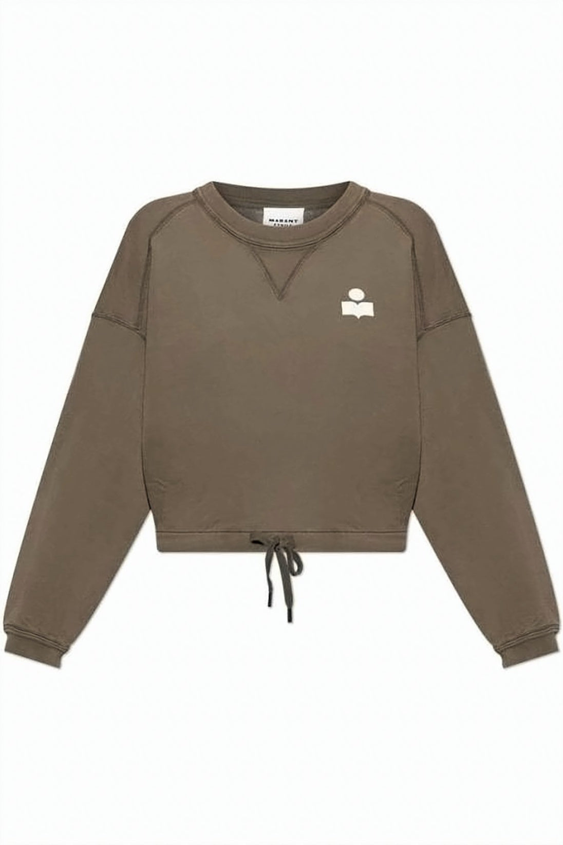 Cropped Brown Sweatshirt with Drawstring Hem