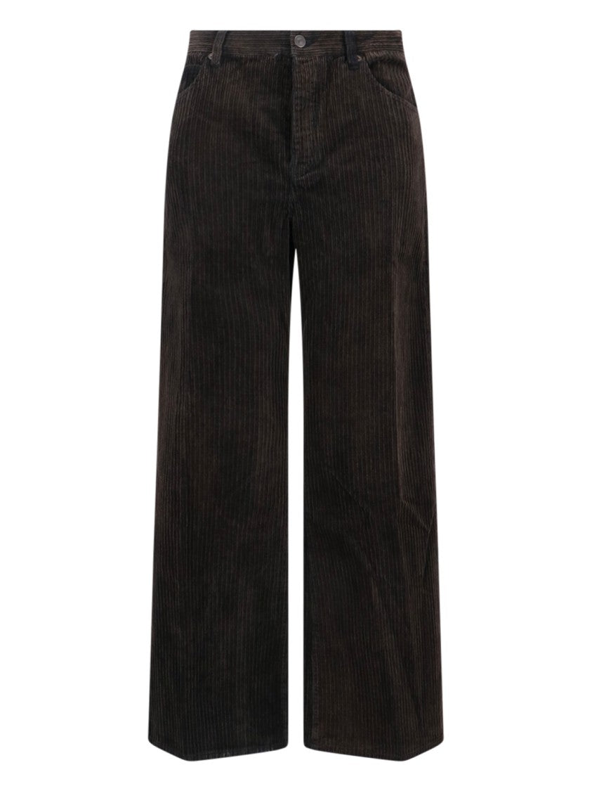 Tailored Brown Trousers With Mid-Rise Waist