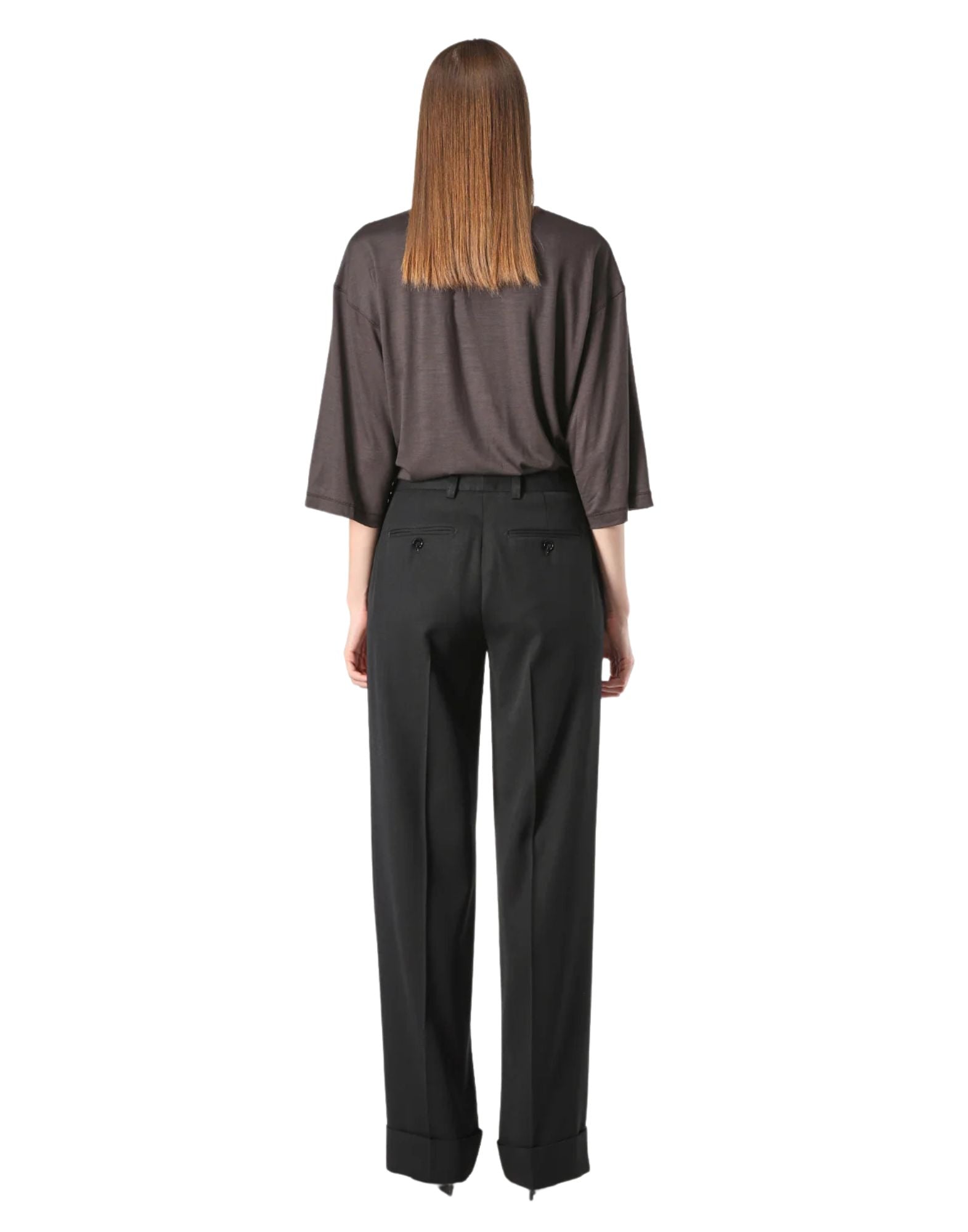 Black Ima Virgin Wool Palazzo Trousers