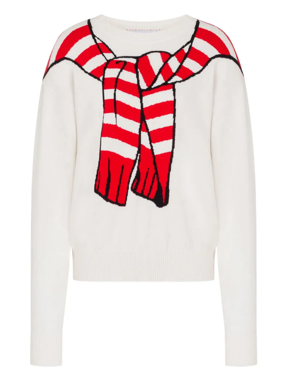 Playful Striped Knit Sweater with Graphic Accents