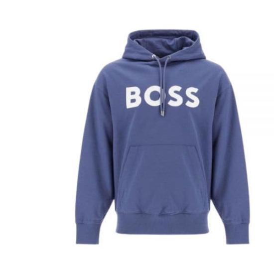 Cotton Blend Hoodie with Drawstring Hood and Bold Lettering