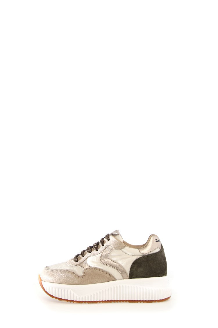 Luxurious Leather And Suede Sneakers With Gold Accents And Comfortable Eva Sole