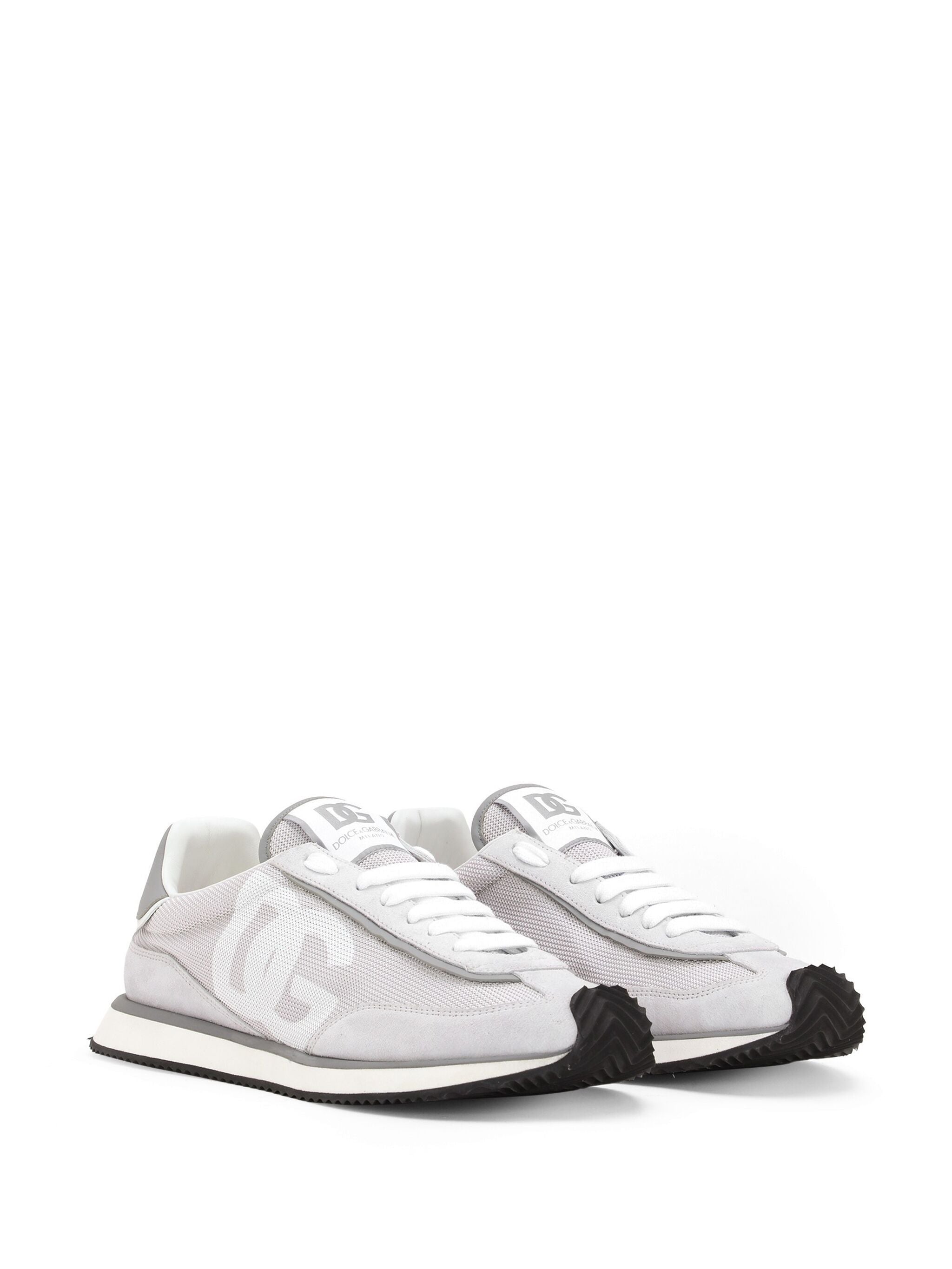 Black Low-Top Leather Mesh Cushioned Sneakers