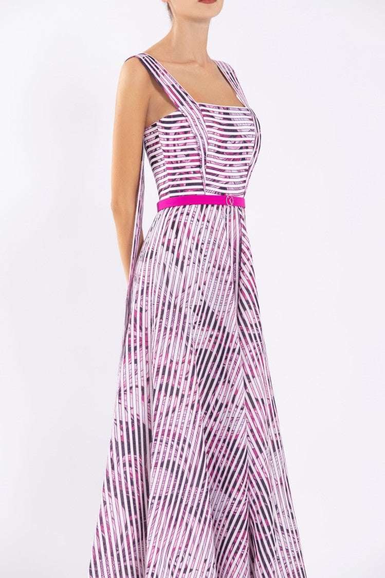 Linen Dress With Striped Print