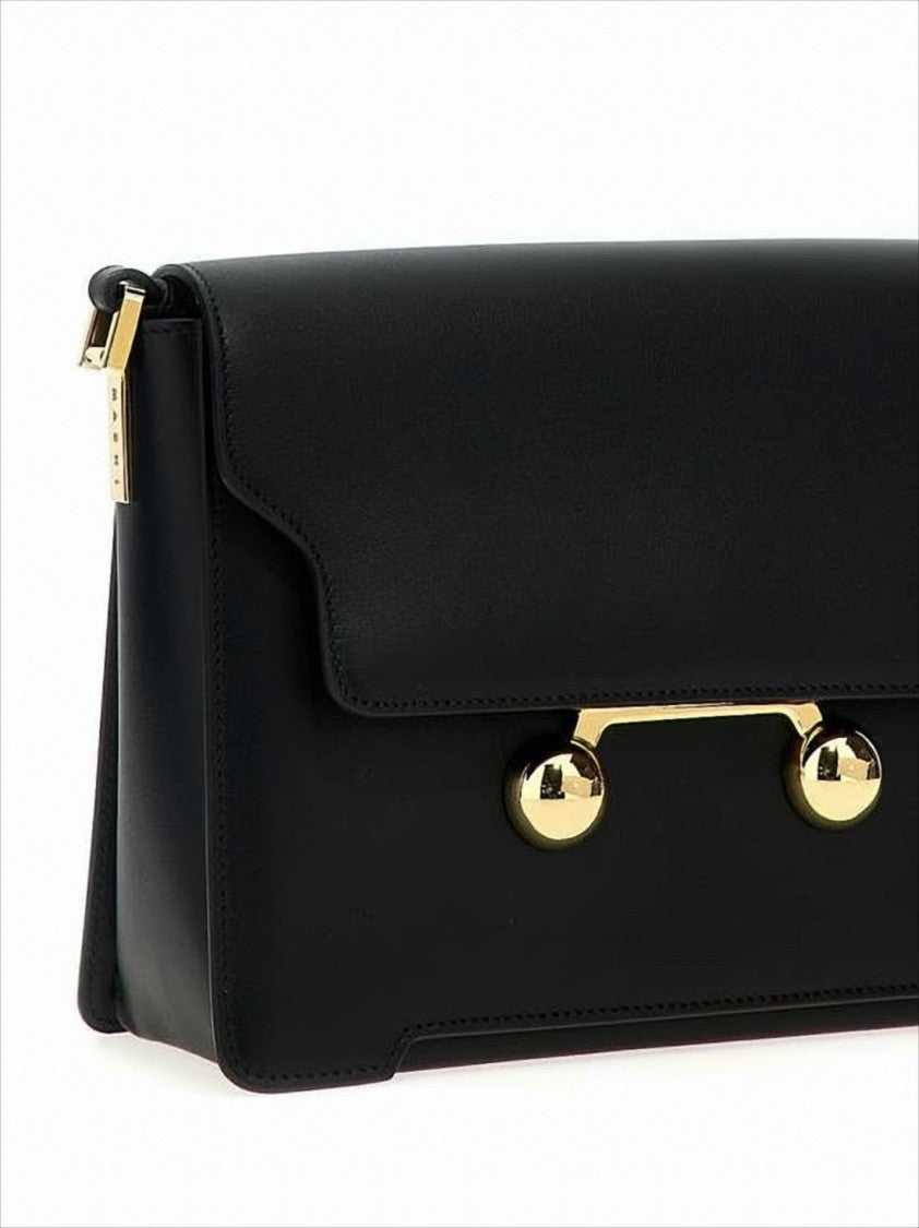 Smooth Calf Leather Crossbody Bag with Gold-tone Clasp