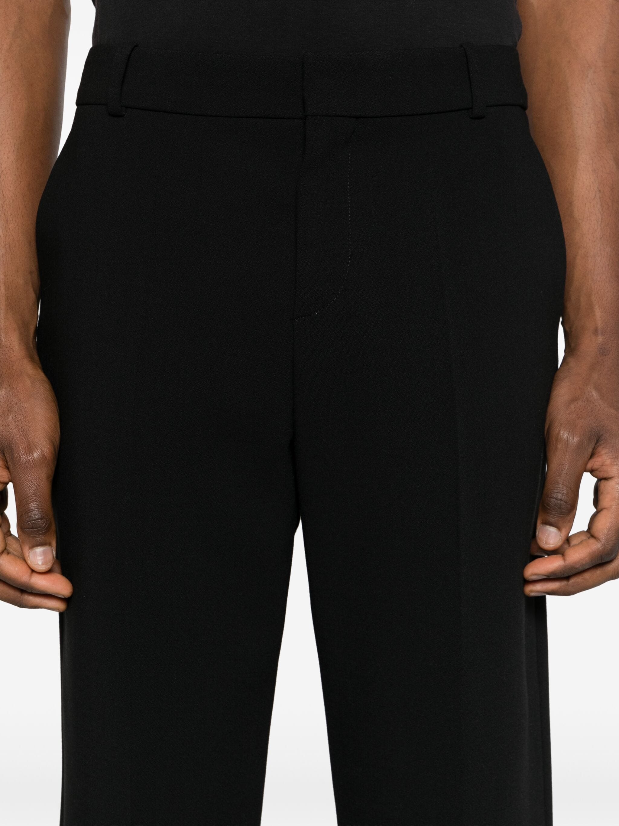 Black Double Crepe Tailored Wool Trousers