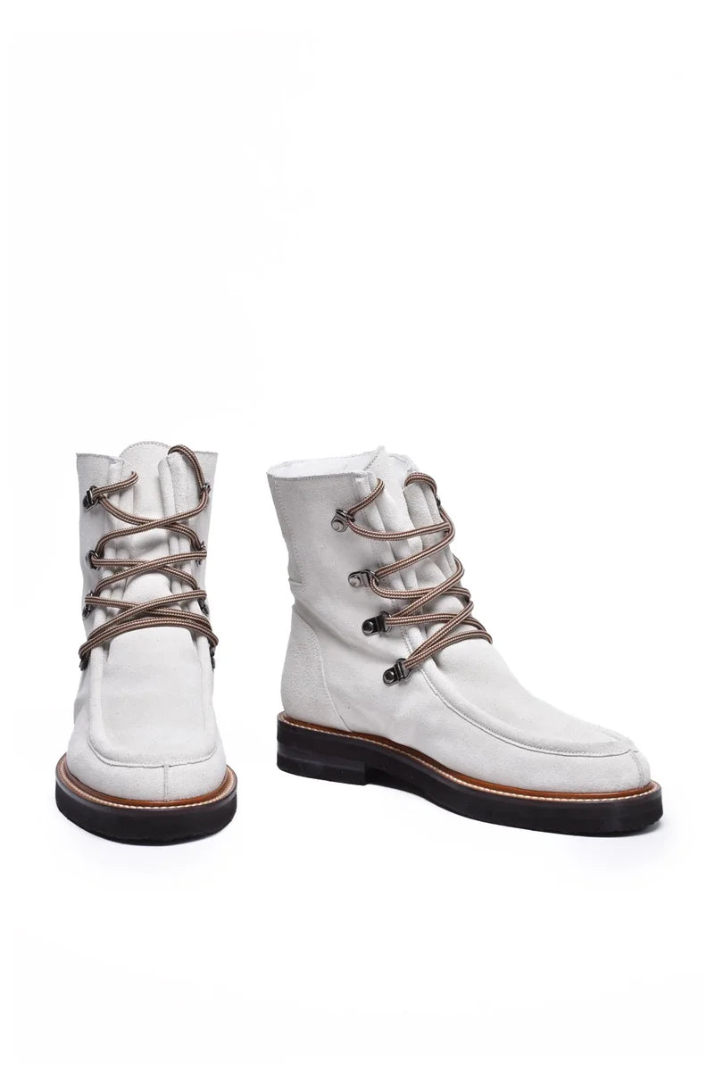 Suede Ankle Boot - White