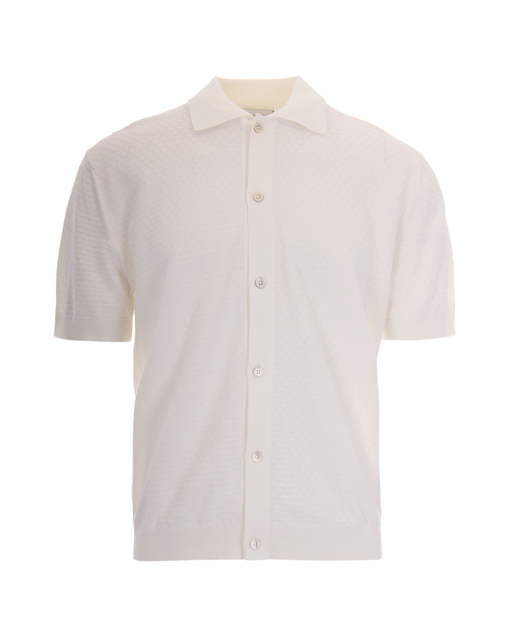 White Knit Polo Shirt