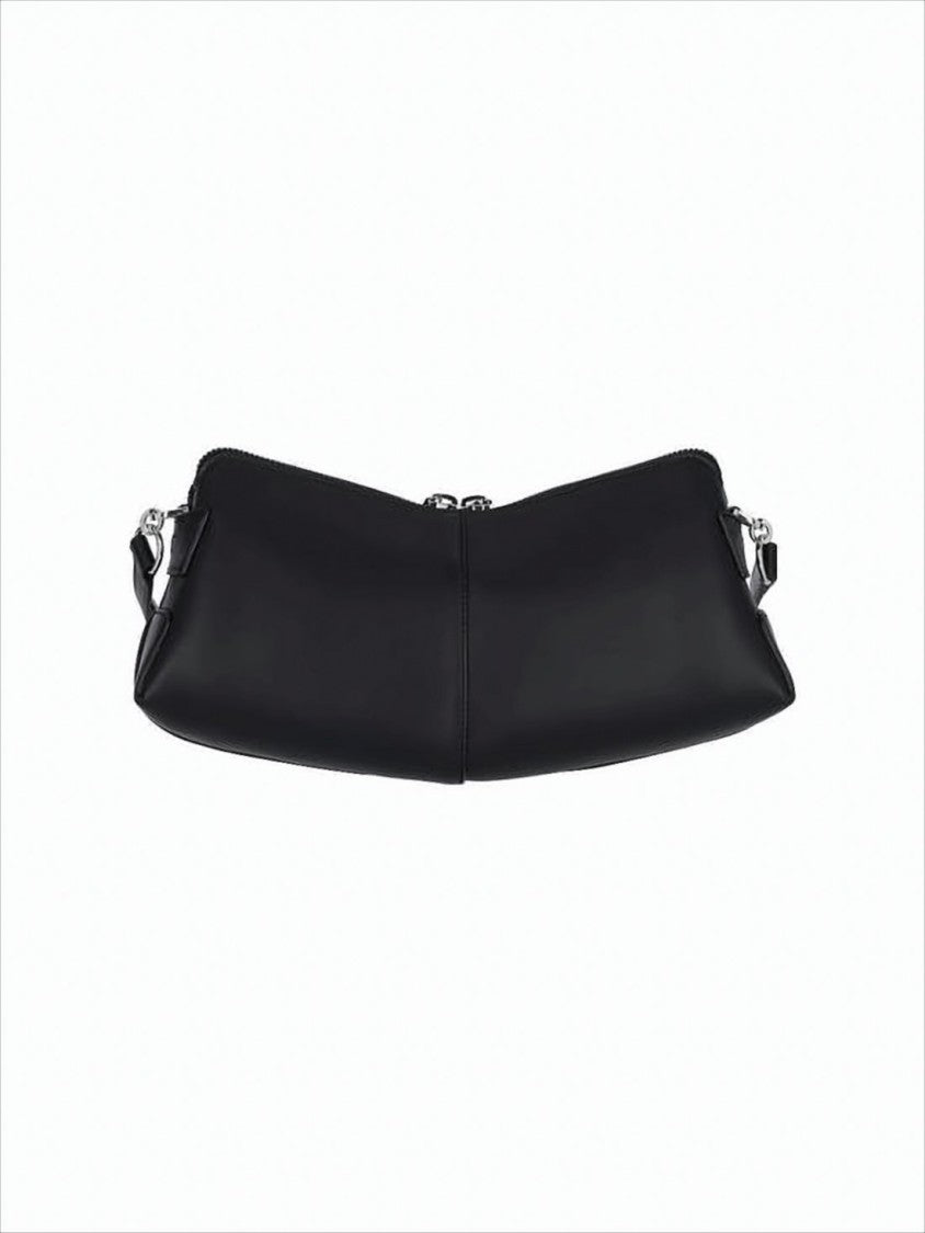 Podłużna torba crossbody z gładkiej skóry cielęcej
