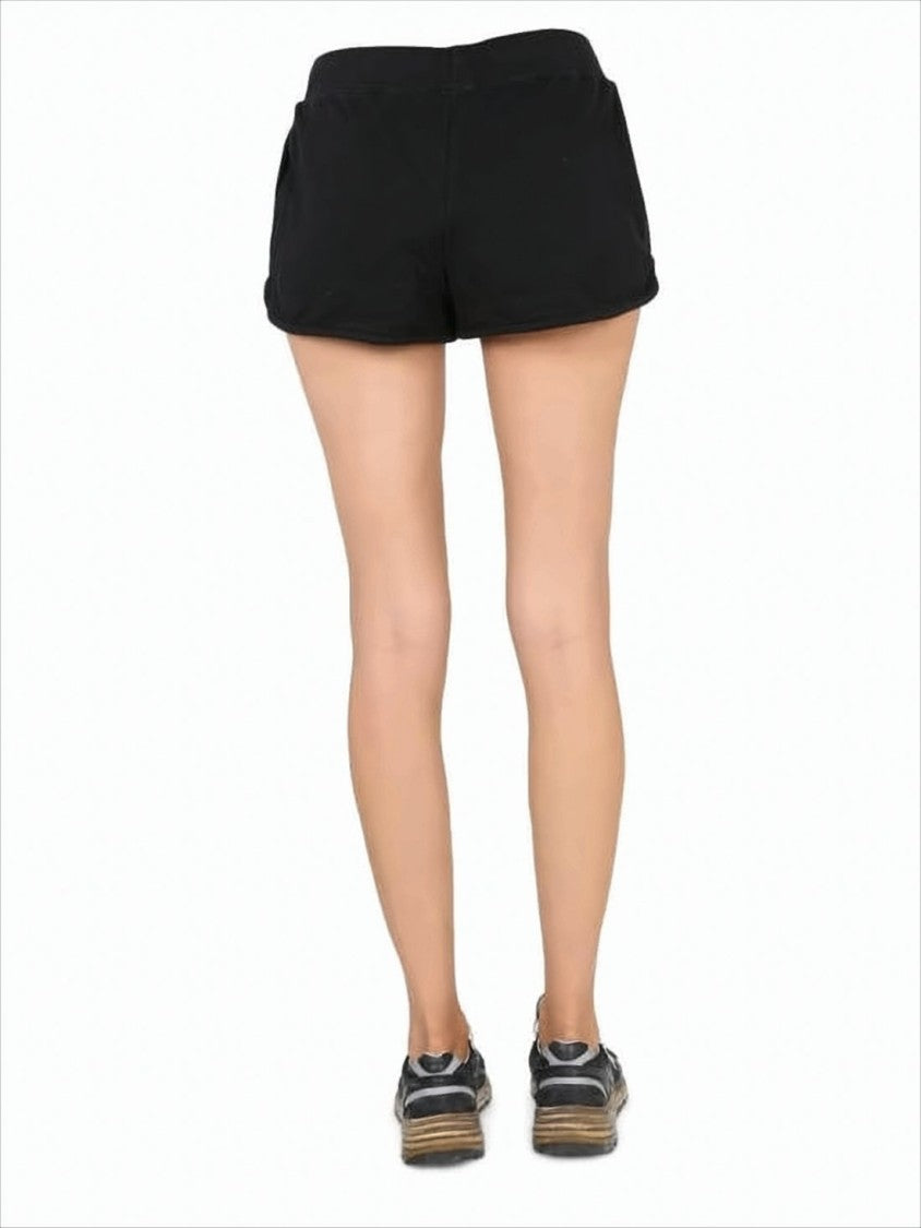Classic Black Shorts With Elastic Waistband And Subtle Detailing