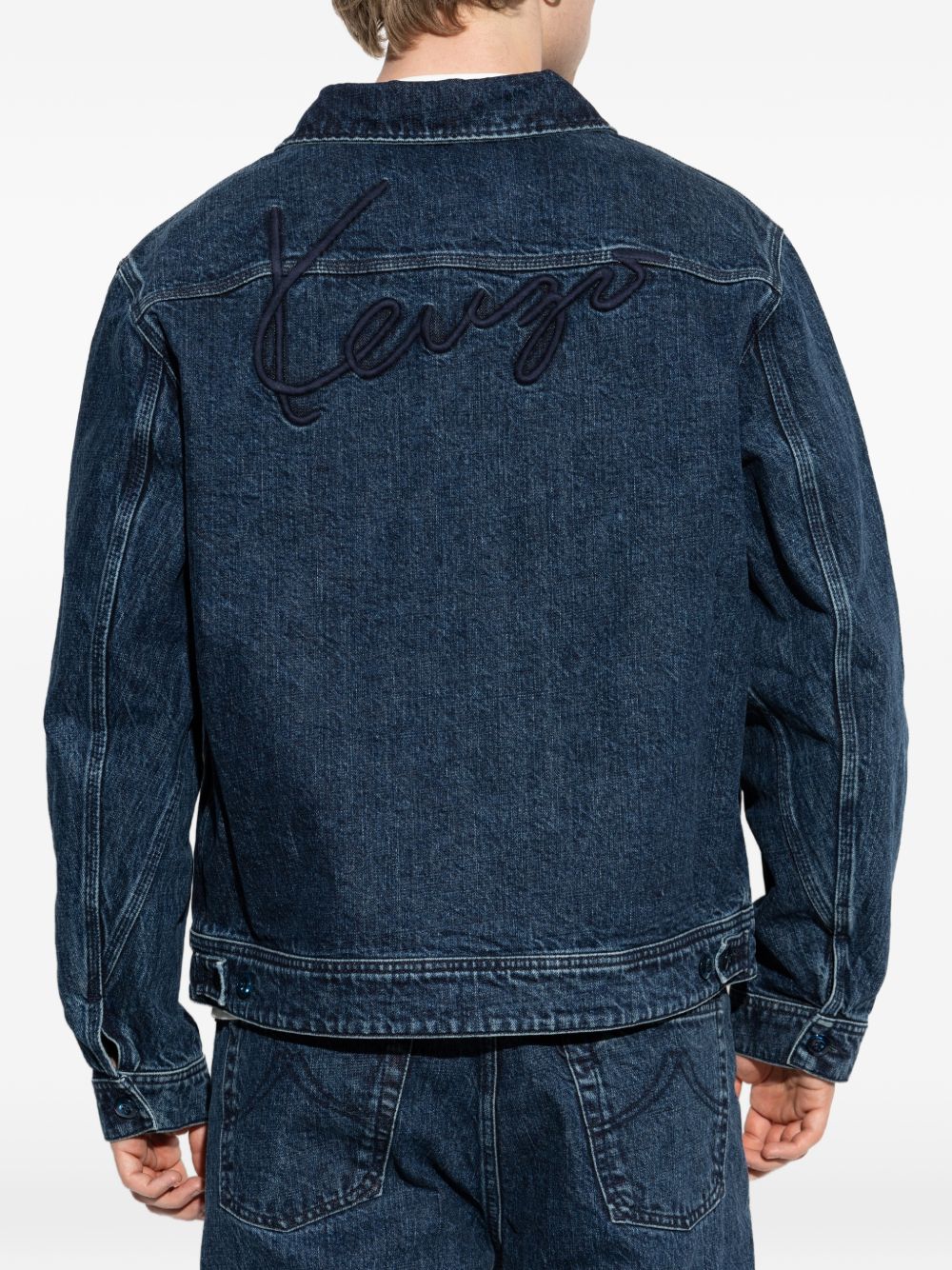 Classic Minimalist Zip Front Denim Jacket