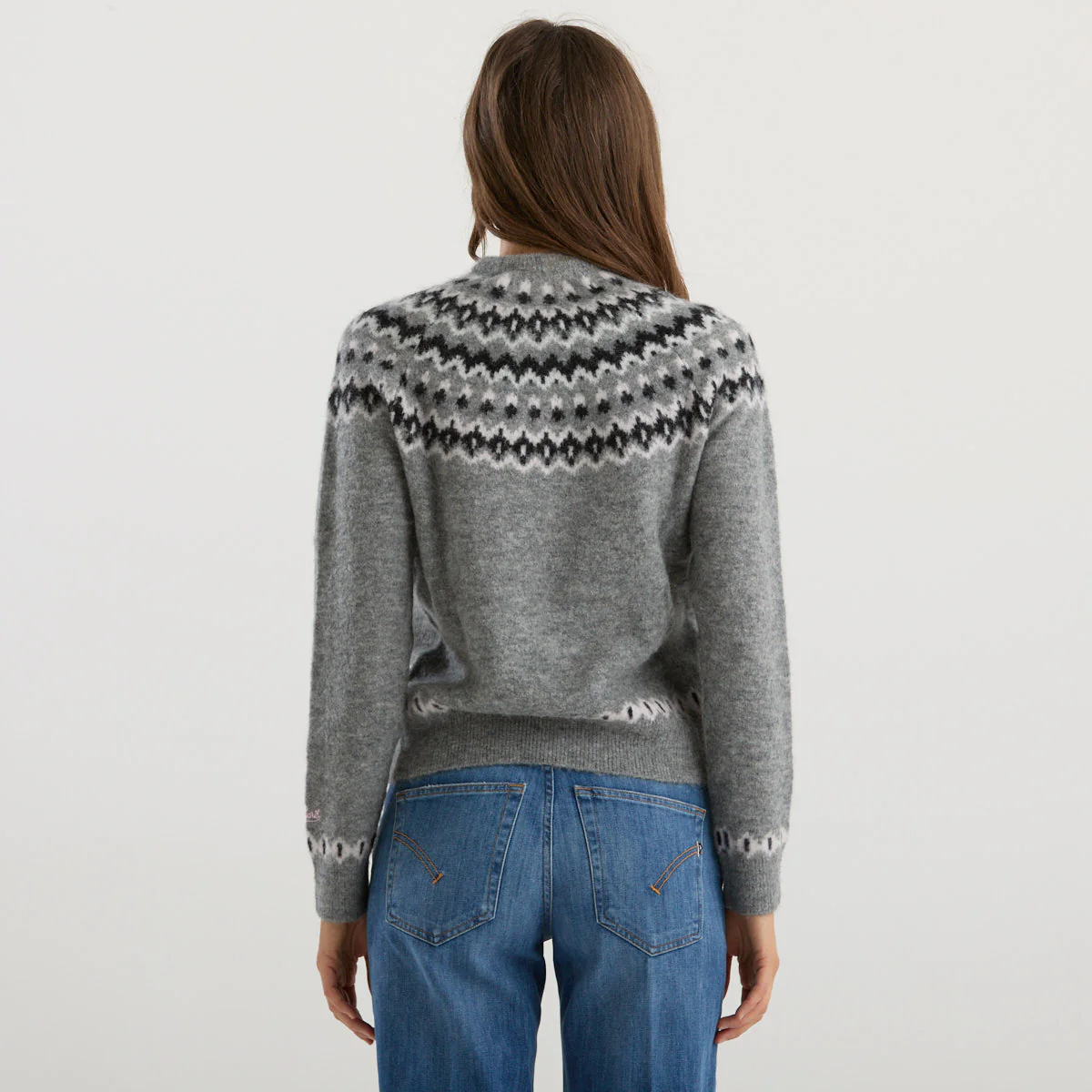 Nordic Knit Sweatshirt With Embroidered Script Detail