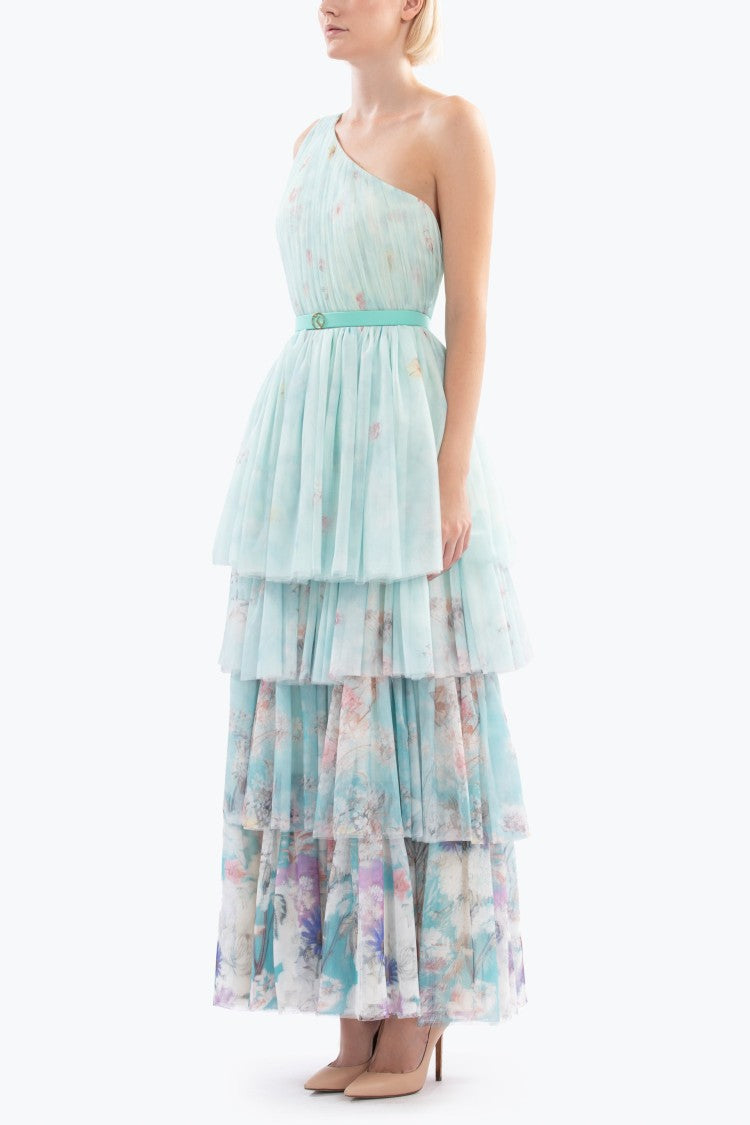 Floral Printed One-Shoulder Dress