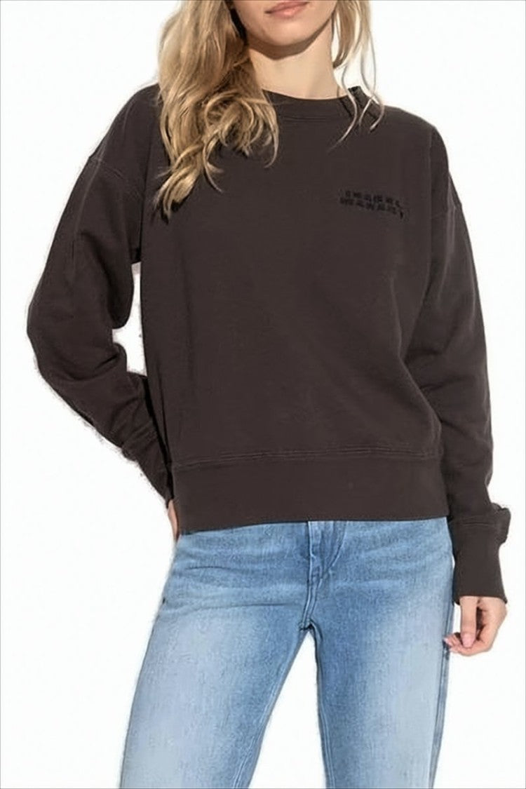 Cropped Long-Sleeve Top with Embroidered Detail