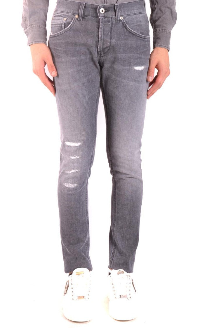 Faded Black Slim-Fit Jeans With Distressed Details
