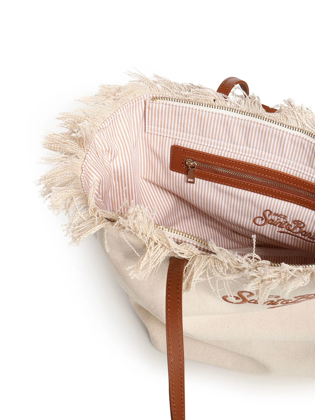 Natural Sangallo Fringe City Crossbody Bag