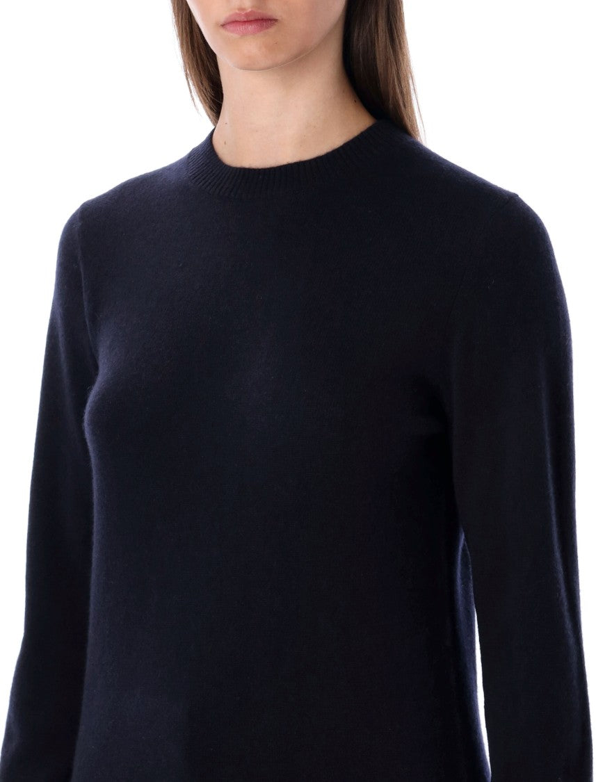 Navy Blue Wool-Cashmere Blend Crewneck Sweater