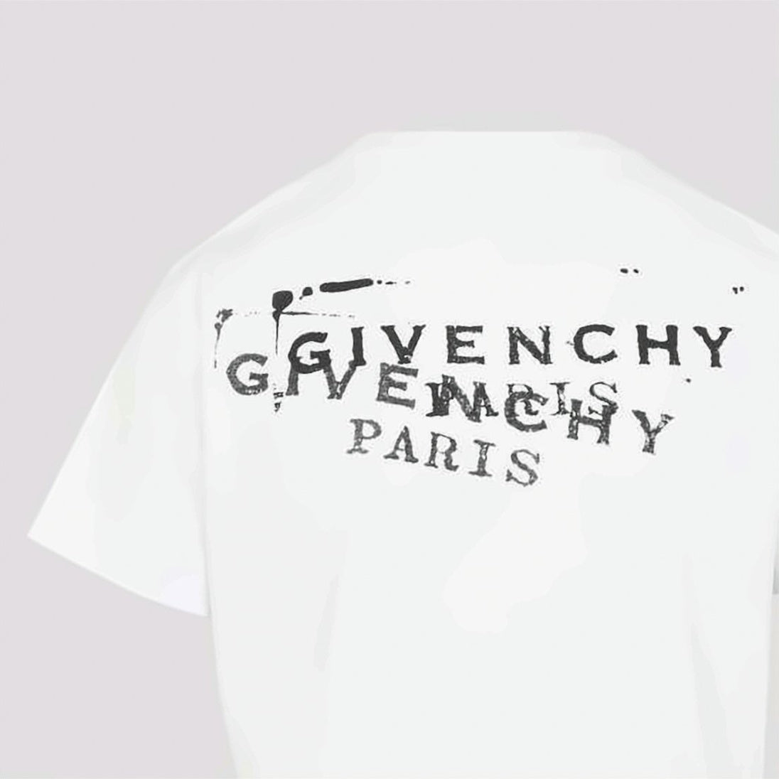 Short-Sleeved Crew Neck T-Shirt with Distressed Logo Prints