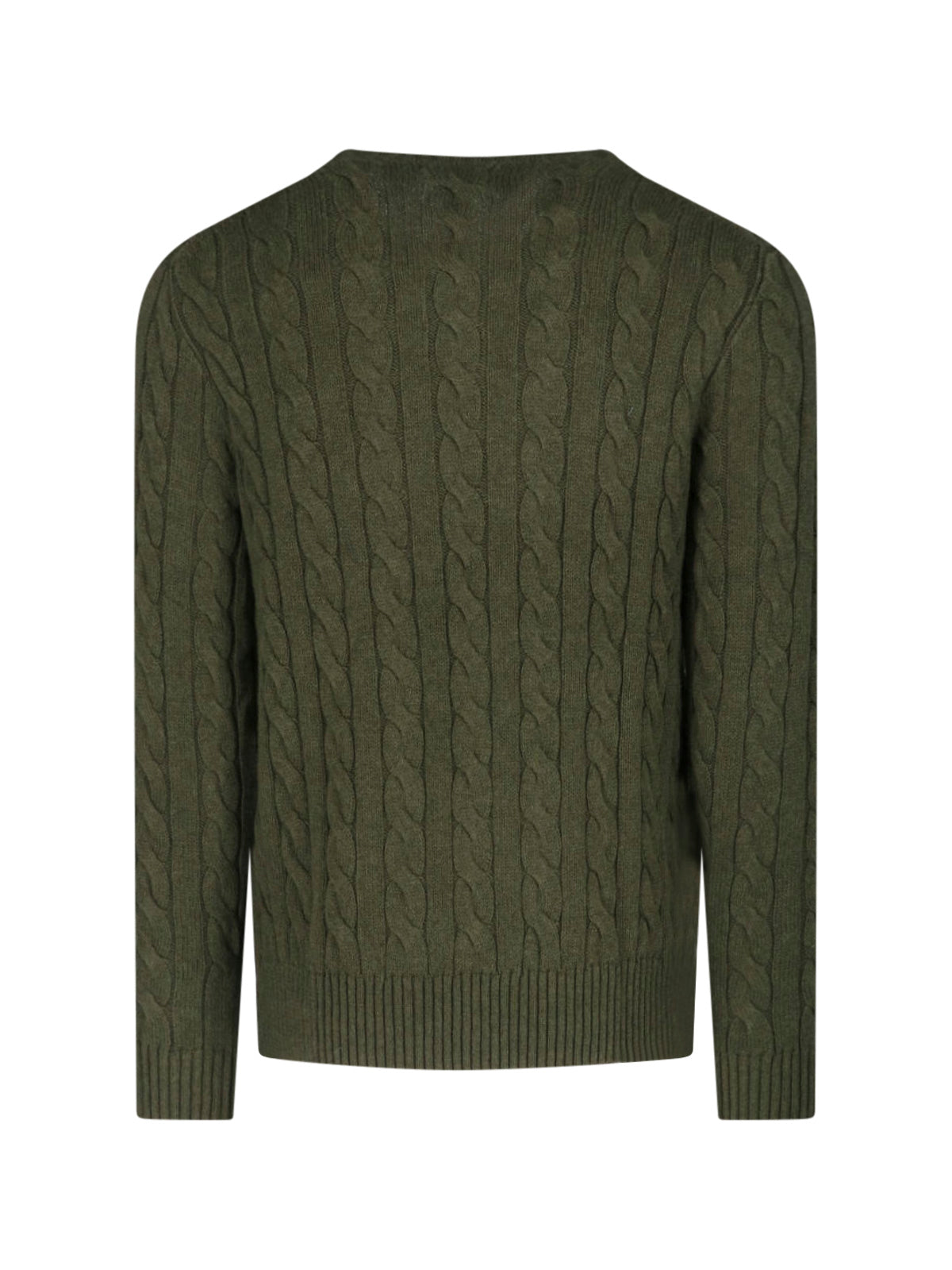 Green Cable Knit Logo Cotton Sweater