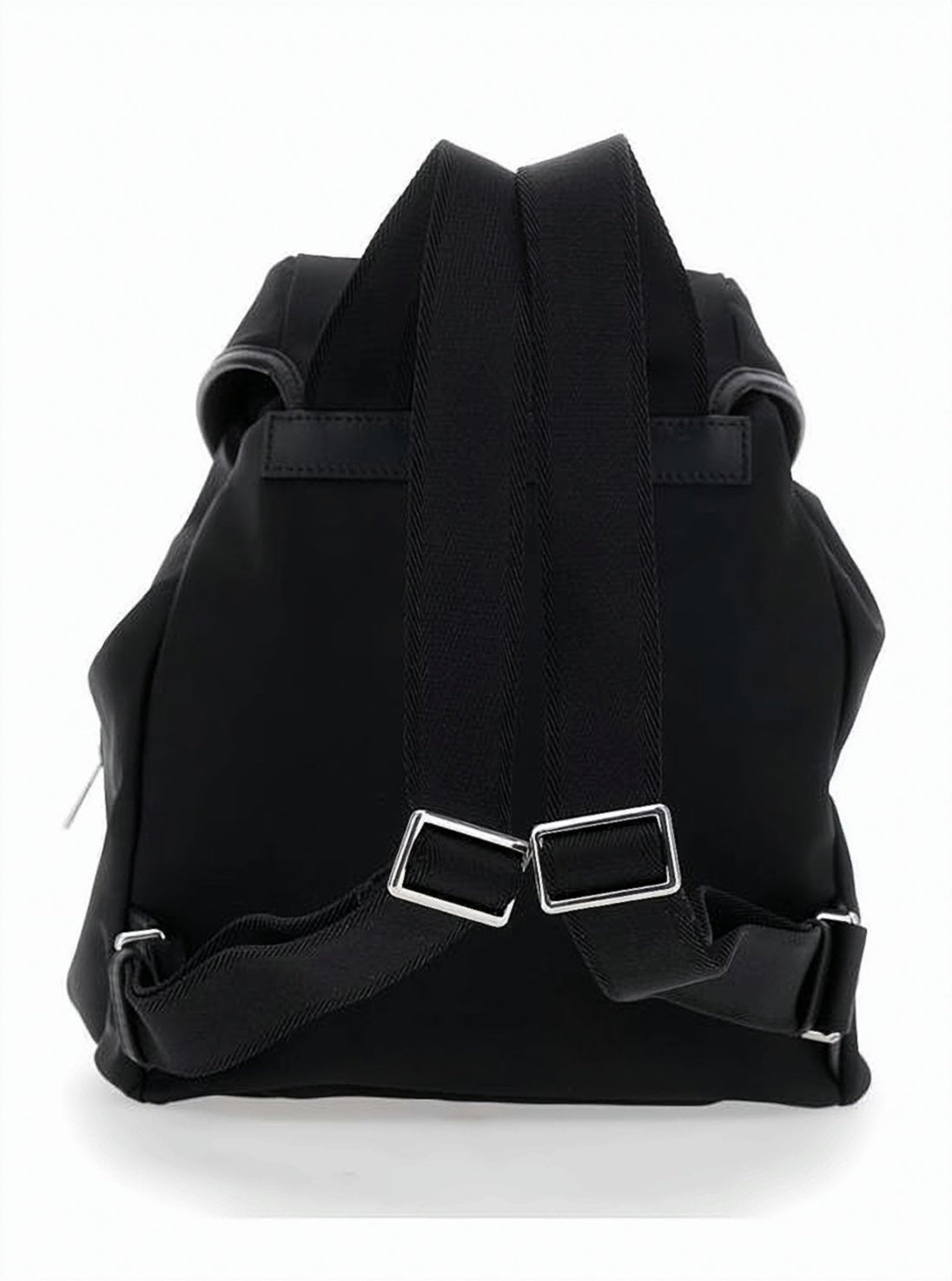 Structured Black Backpack with Metallic Buckle
