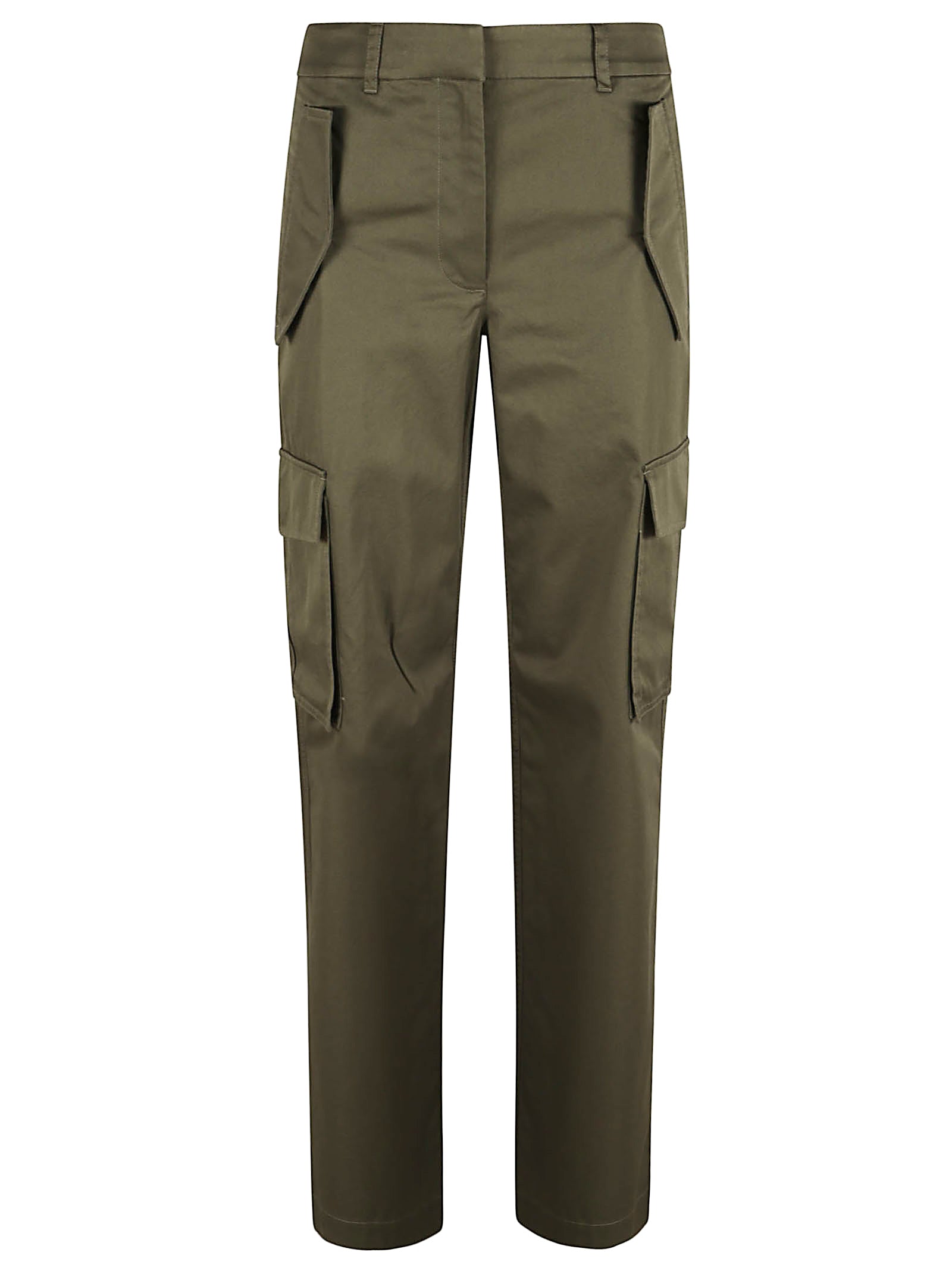 Marrow Green Trousers with Check Trim