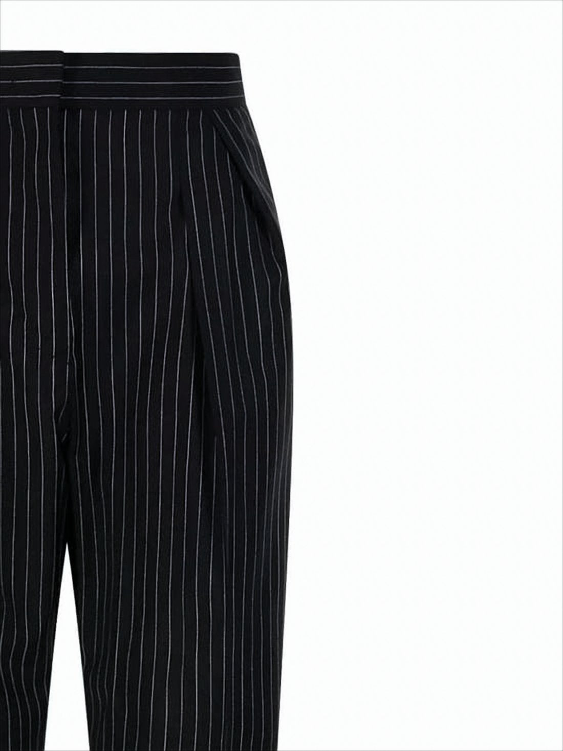 Tailored Black Suit Pants with Vertical Pinstripes