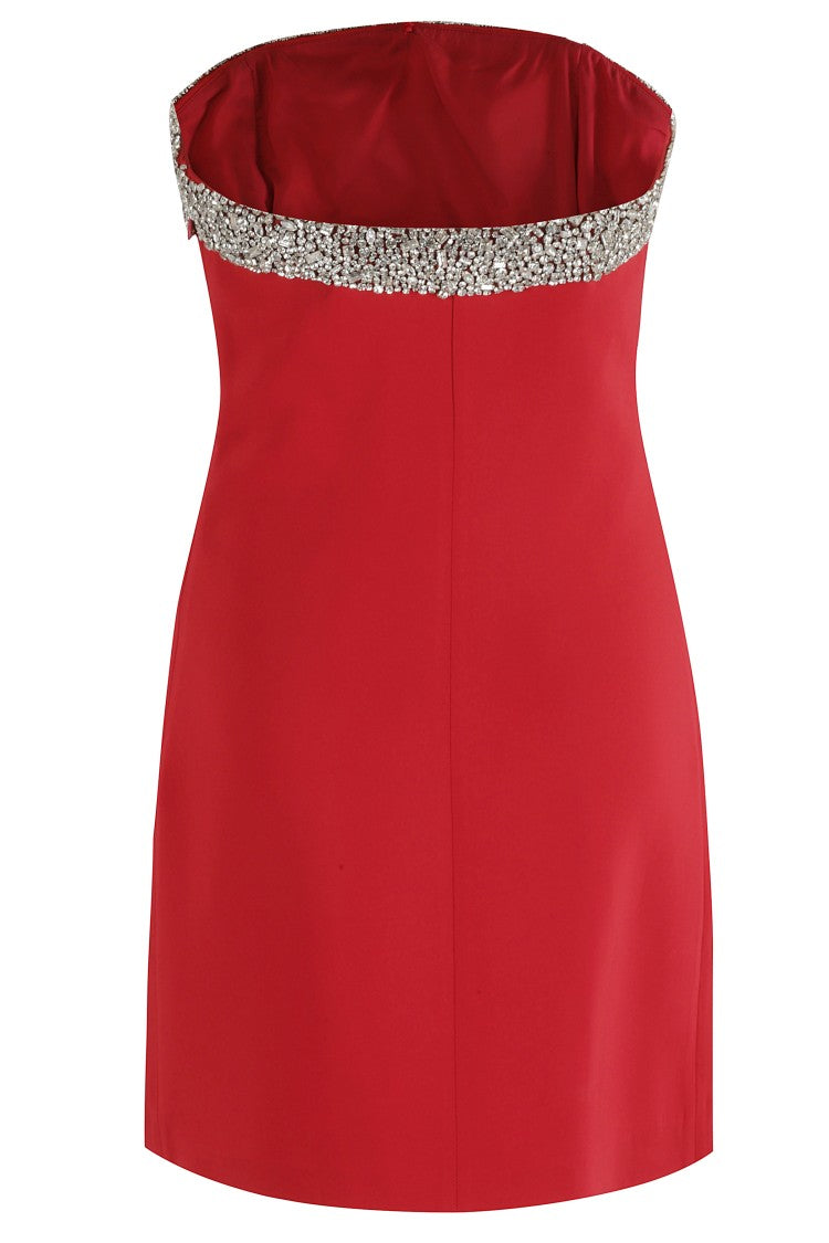 Mini Dress In Smooth Crepe With Jewel Embroidery