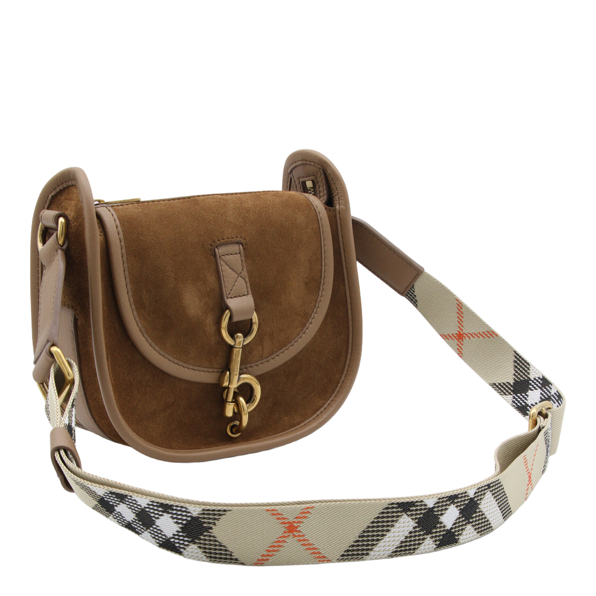 Rounded Saddle Bag in Rich Brown Suede