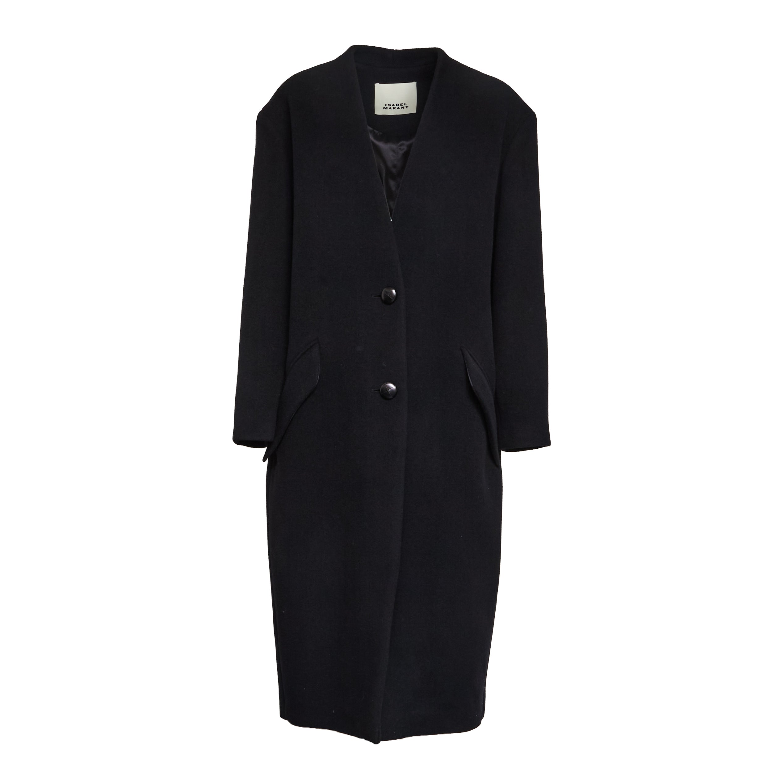 Oversized Black Wool Blend Long Coat