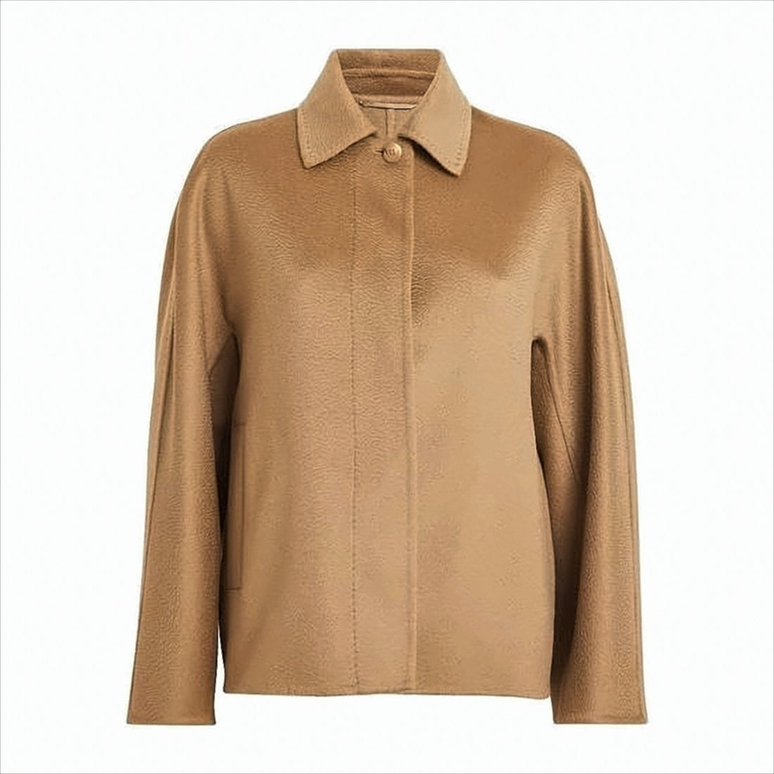 Boxy Silhouette Cashmere Jacket with Concealed Placket