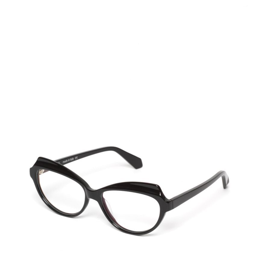 Happy Birthday Strass Cat-Eye Black Acetate Eyeglasses with Glossy Finish