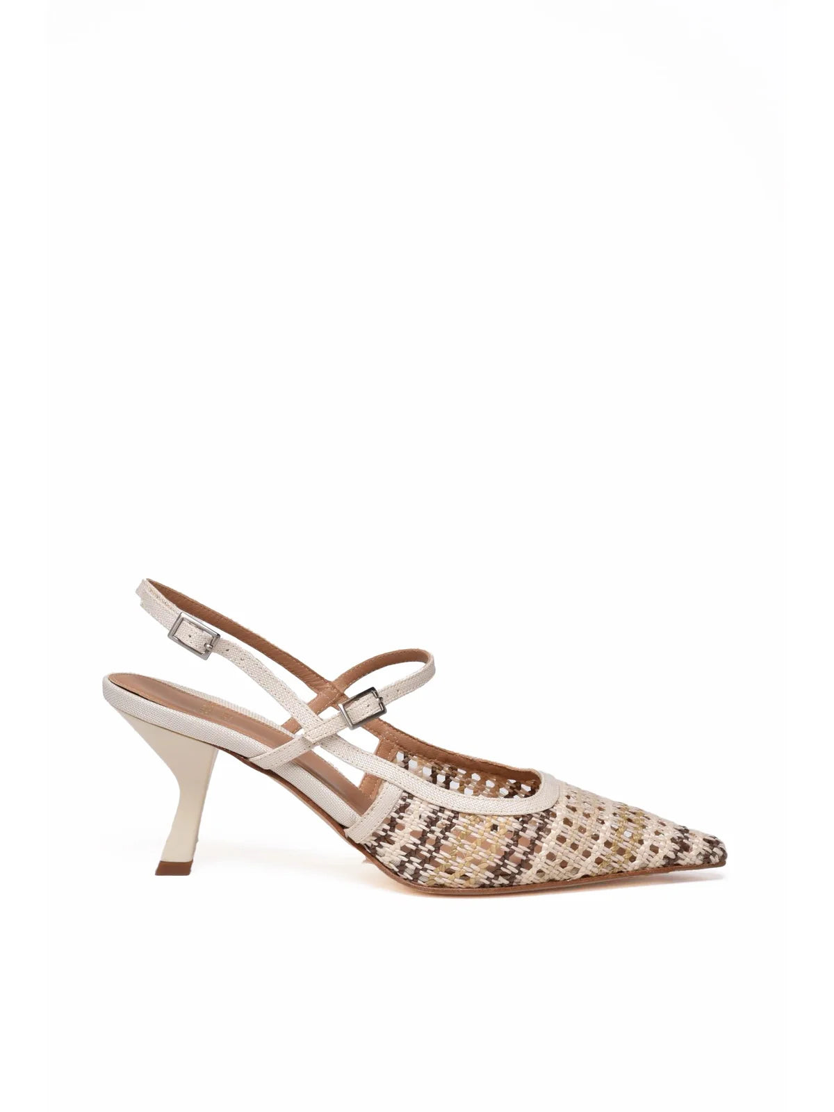 White Other Fibers Rafia Pump