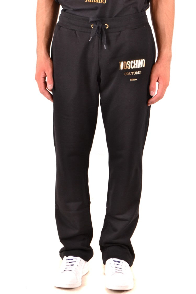 Black Cotton Trousers With Drawstring Waistband
