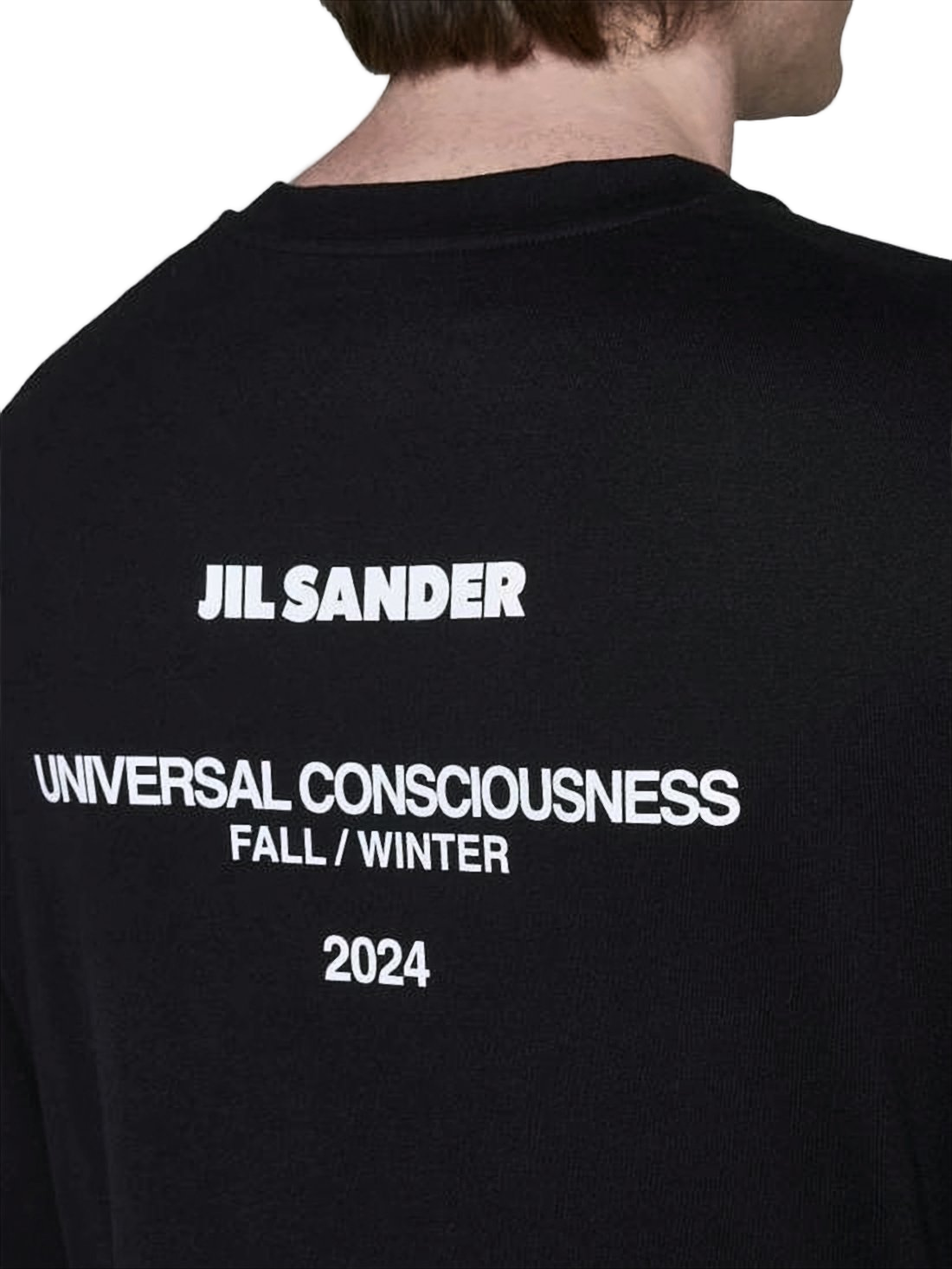 Long-Sleeve Black Cotton Shirt with Graphic Detail