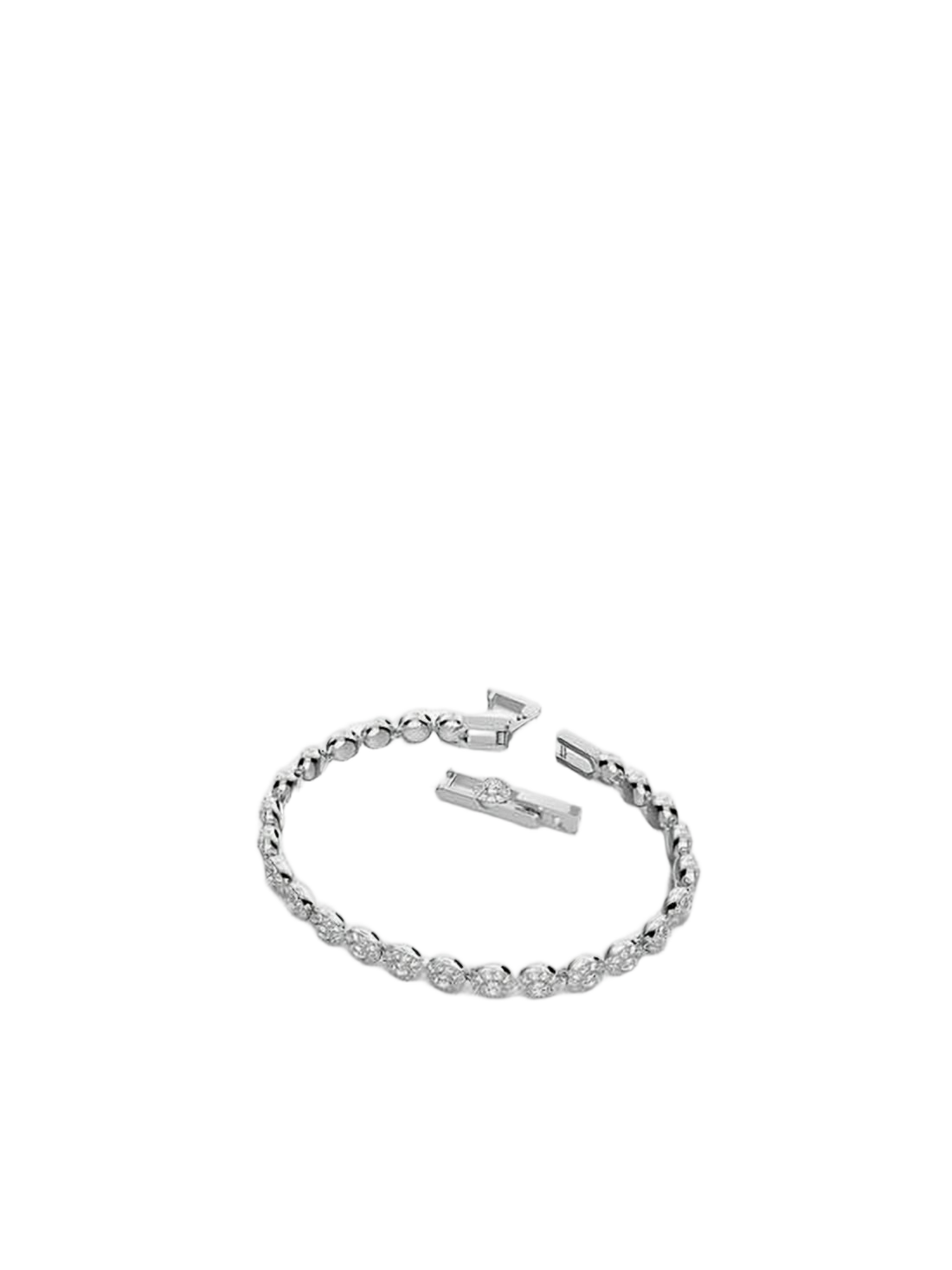 Oval-Cut Crystal Bracelet with Polished Silver Finish