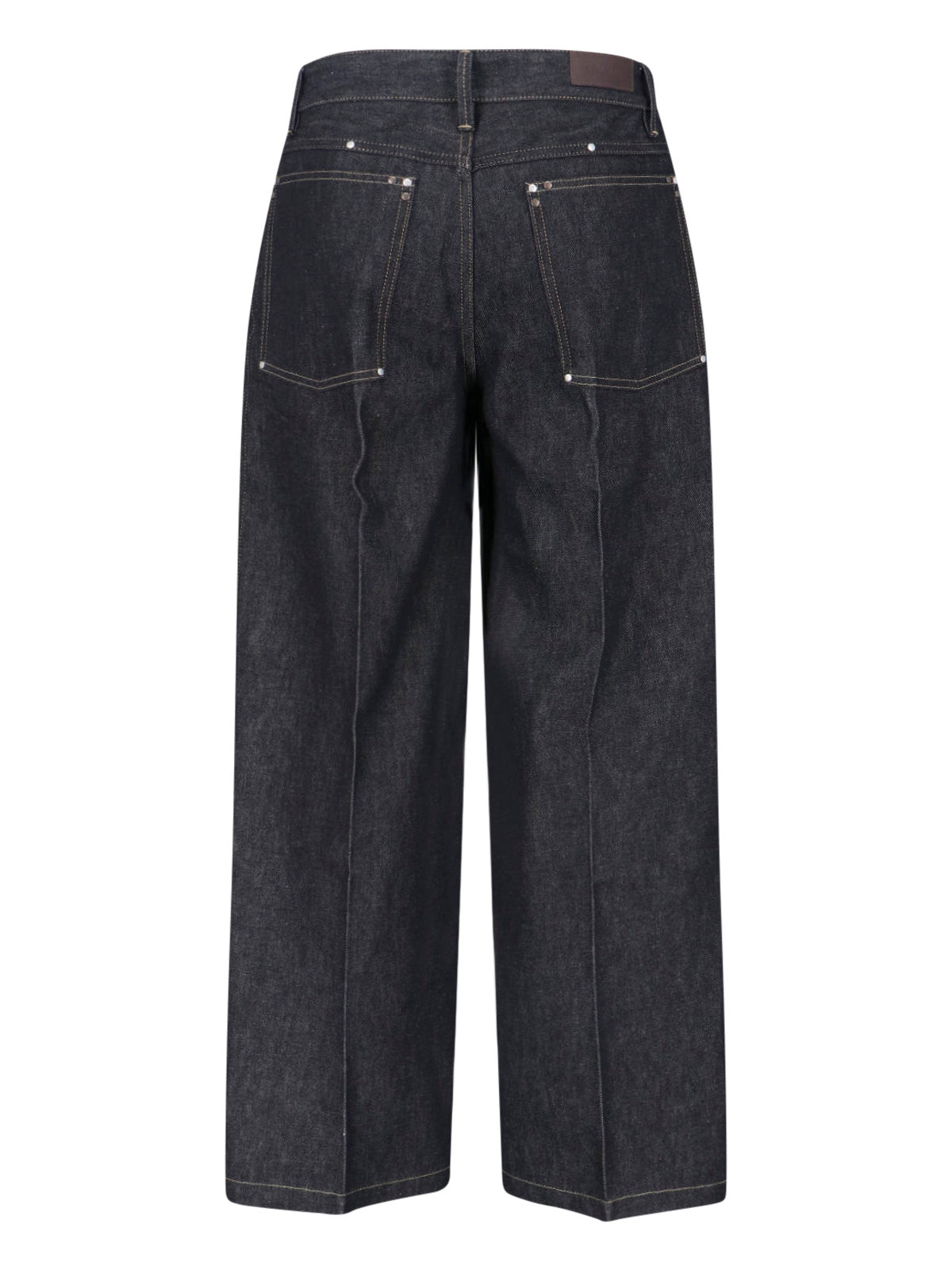 Grey Wide-Leg Studded Cotton Trousers